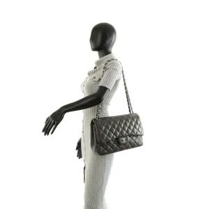 CHANEL Classic Jumbo Double Flap Lambskin- Grey