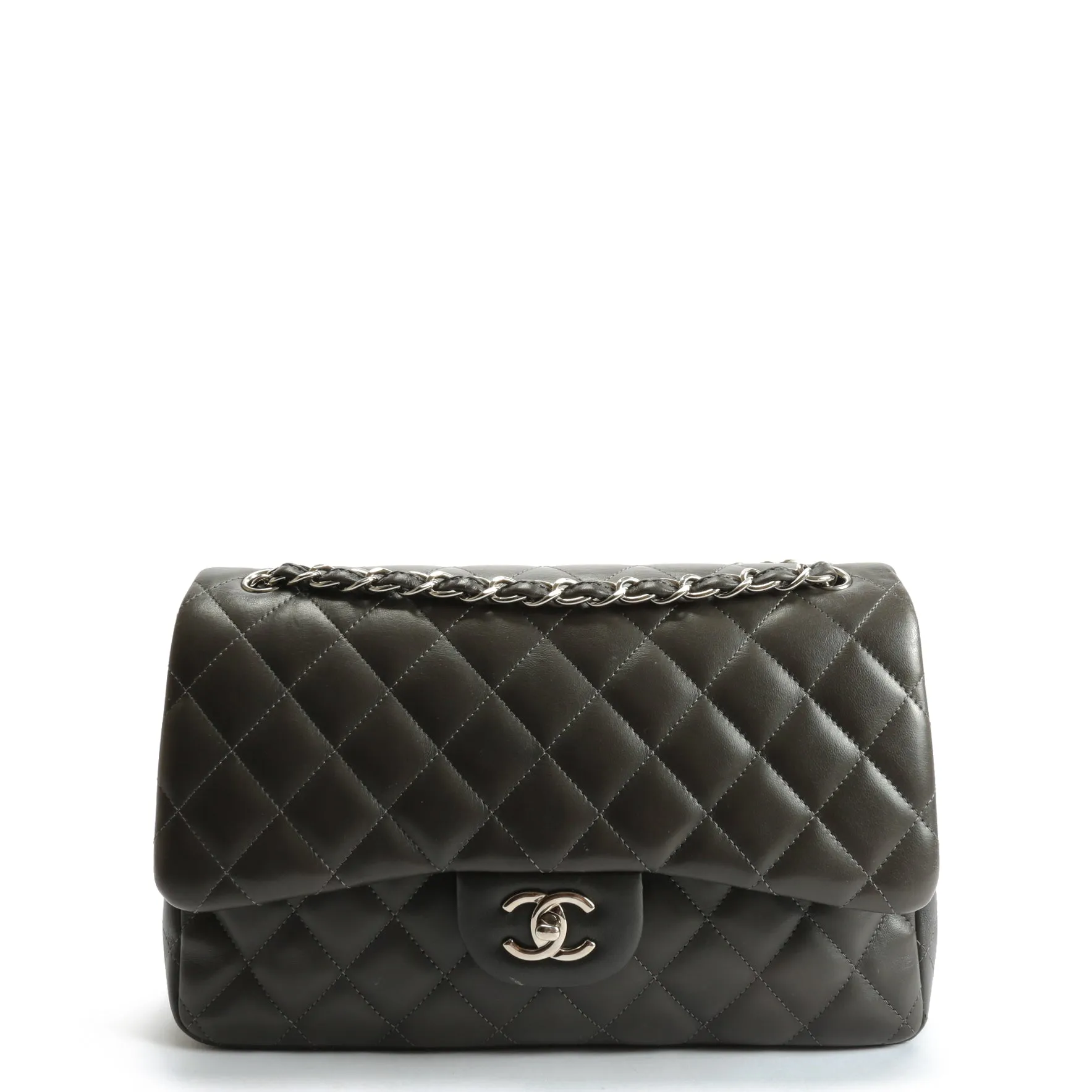 CHANEL Classic Jumbo Double Flap Lambskin- Grey