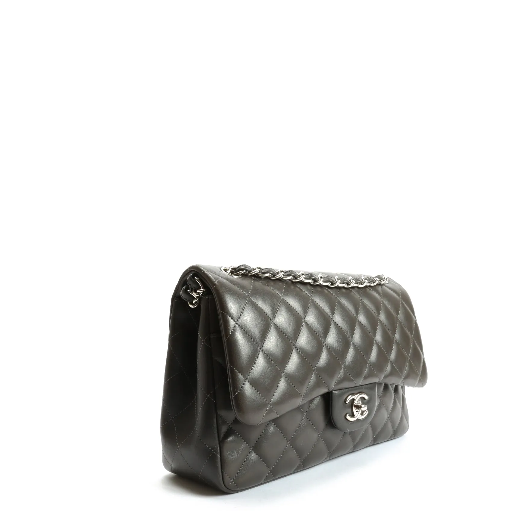 CHANEL Classic Jumbo Double Flap Lambskin- Grey