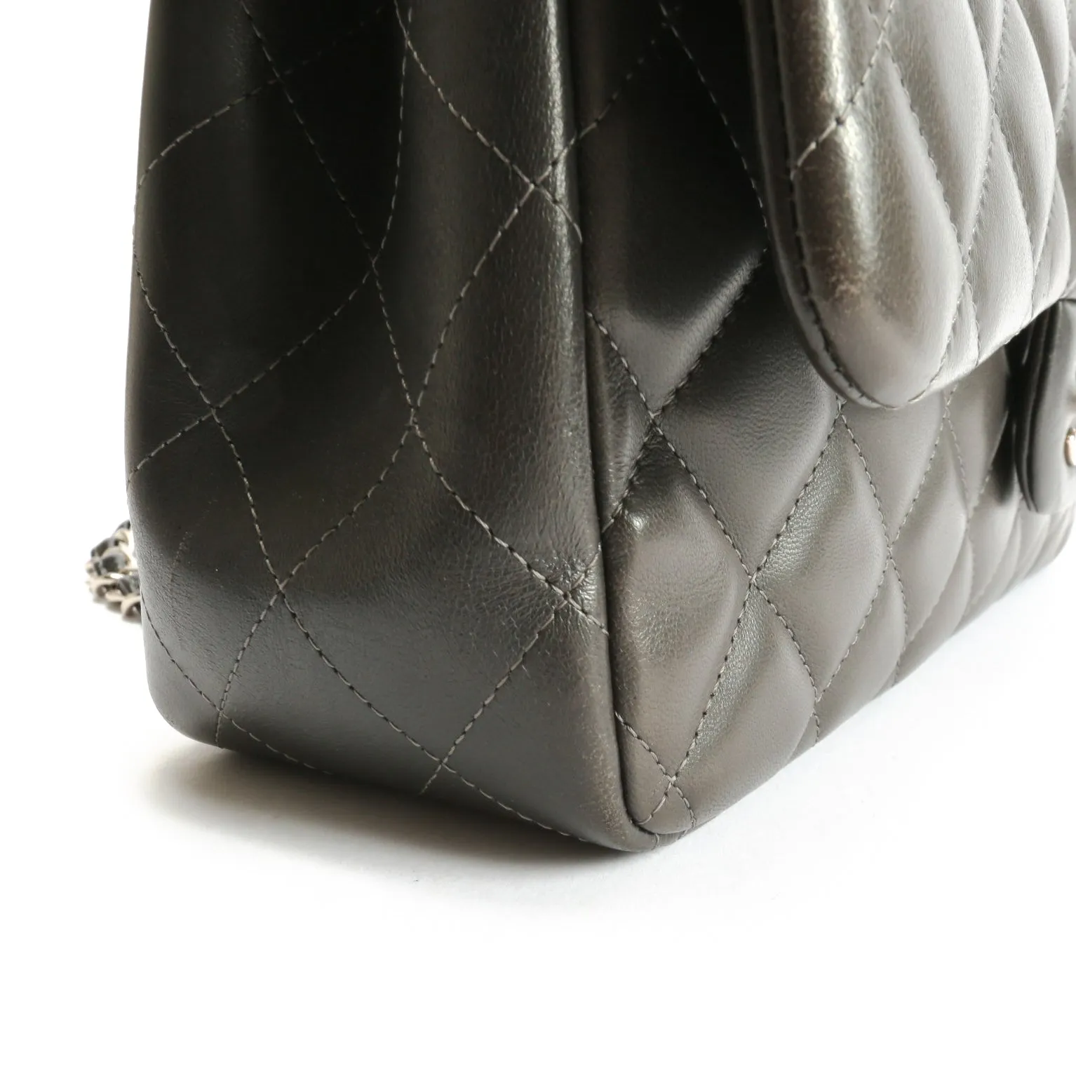 CHANEL Classic Jumbo Double Flap Lambskin- Grey