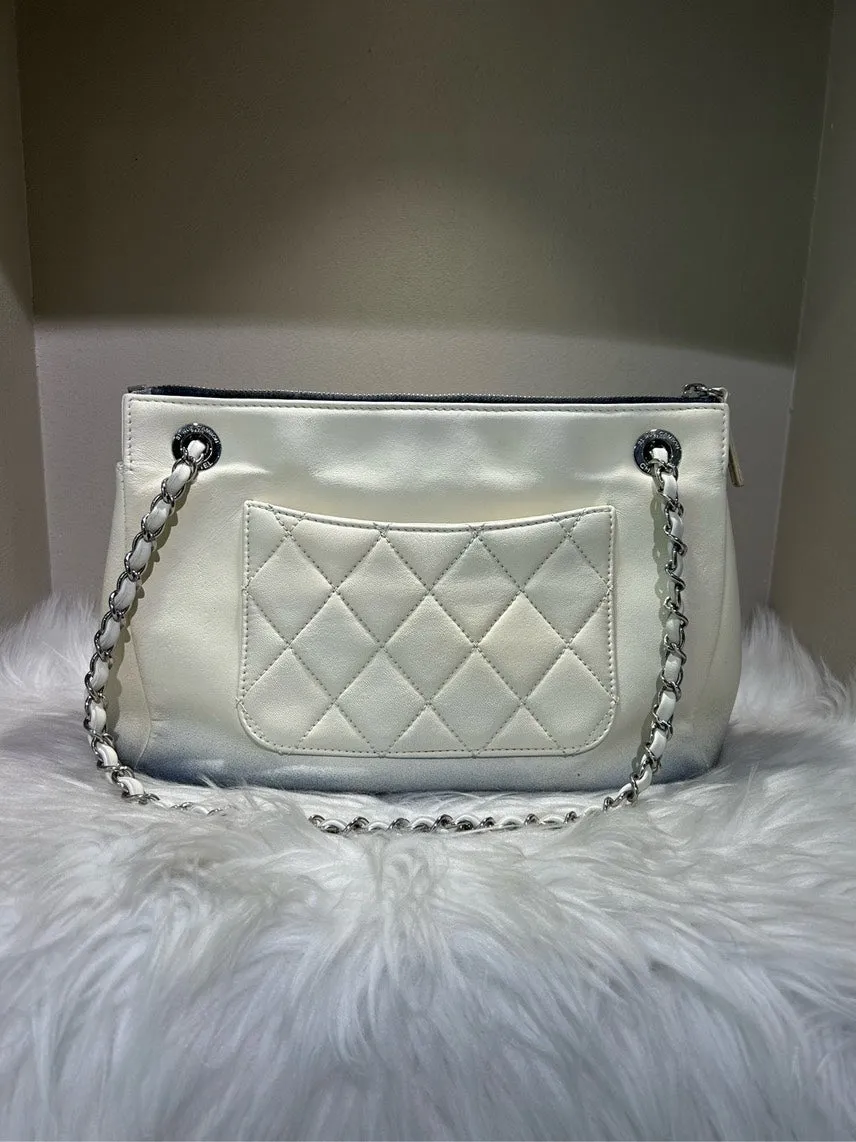 Chanel Classic Quilted White Chain Shoulder Bag