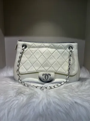 Chanel Classic Quilted White Chain Shoulder Bag
