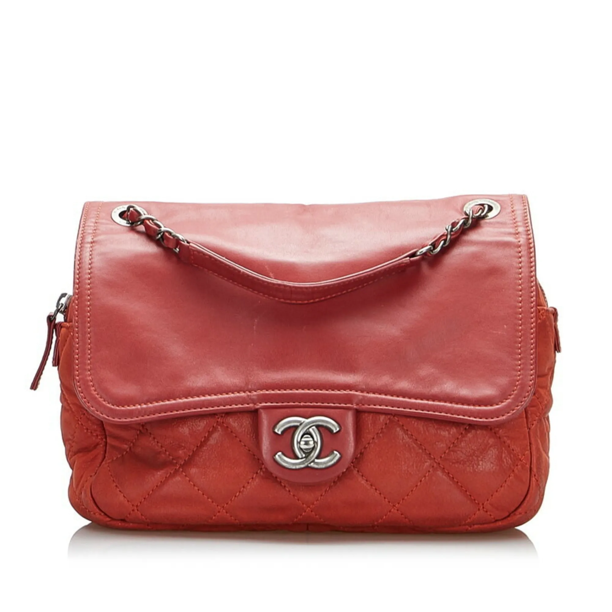 Chanel coco mark chain shoulder Bag red leather ladies