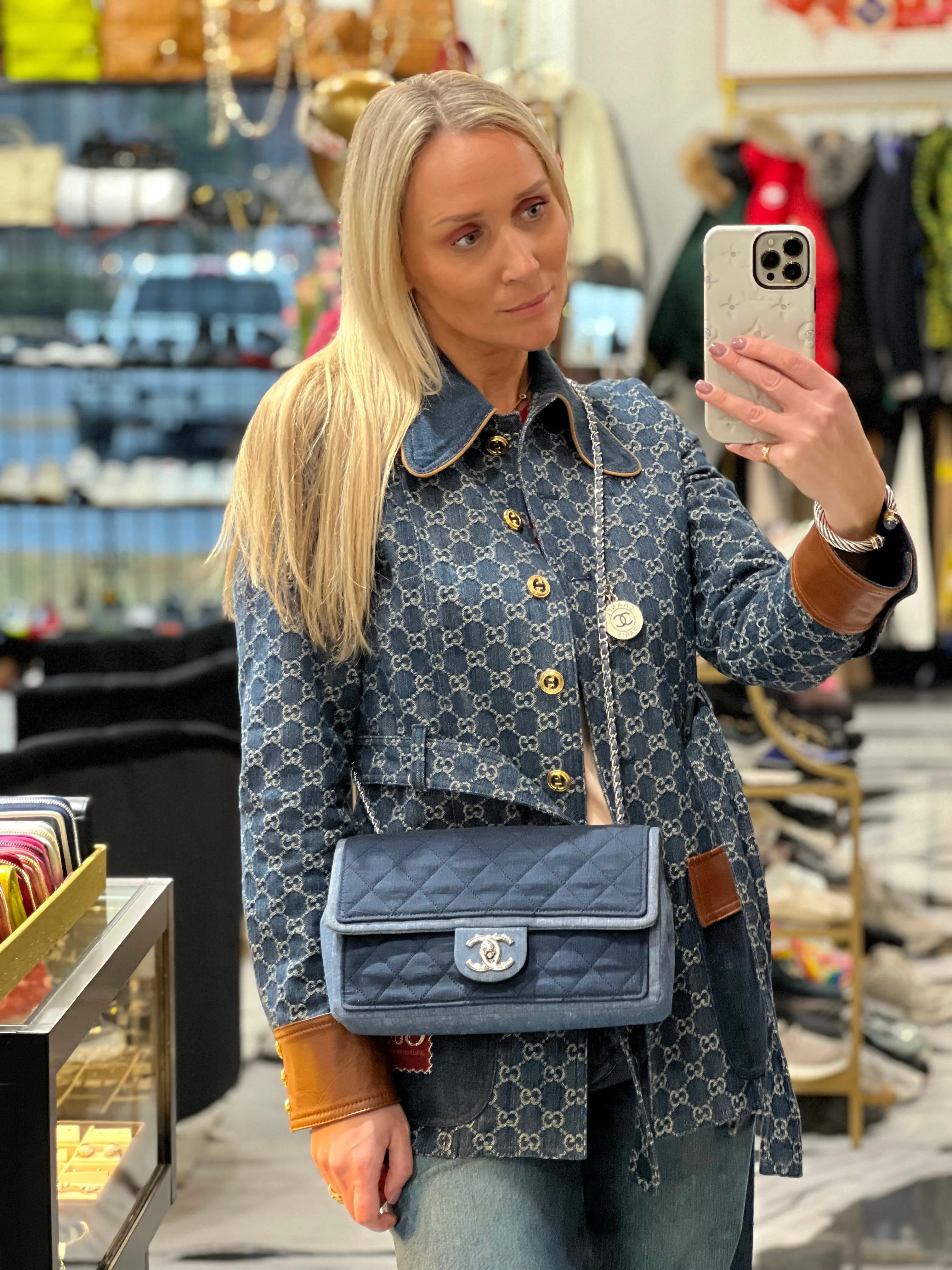 CHANEL DENIM MEDALLION MEDIUM FLAP BAG