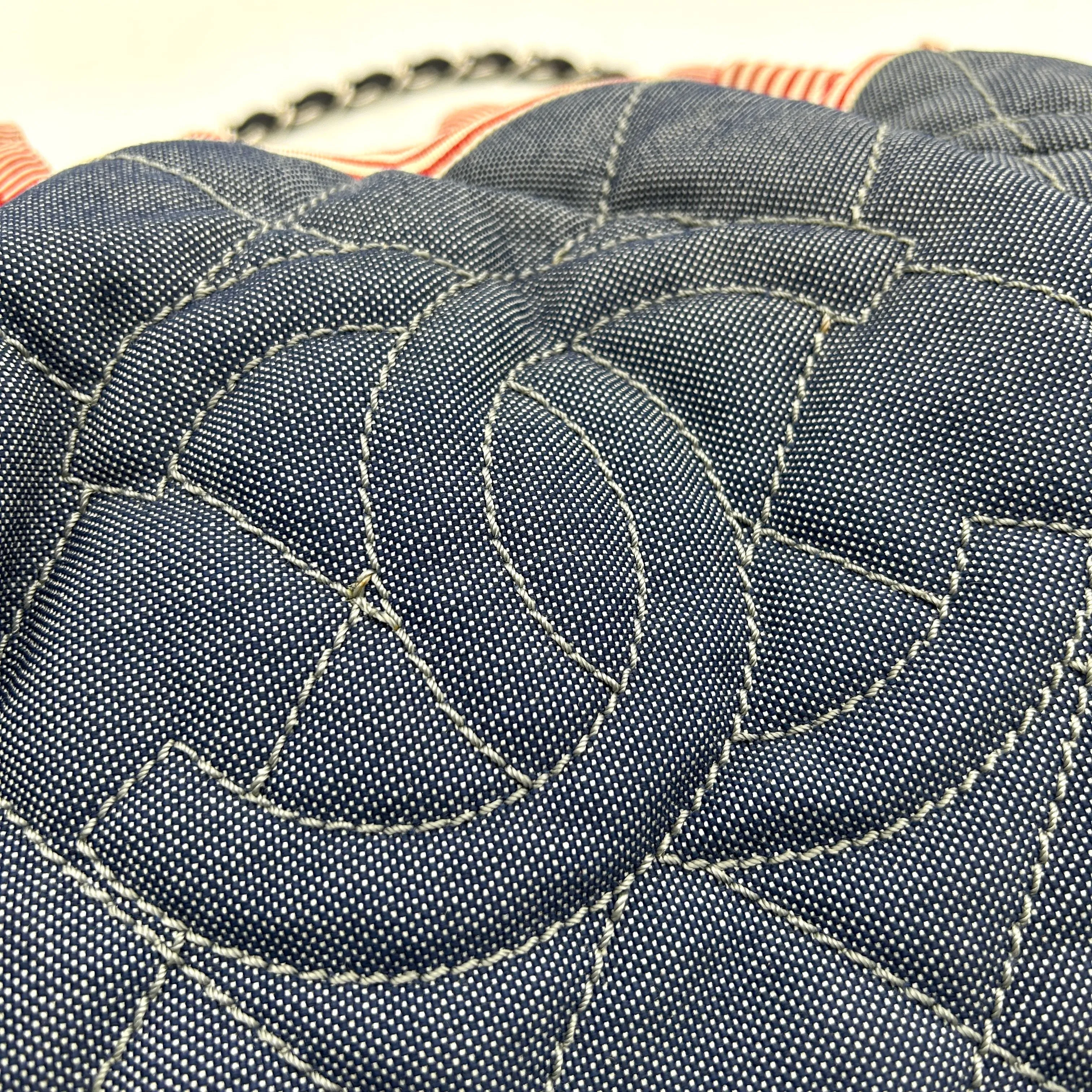 CHANEL Denim Quilted Large Stretch Spirit Cabas Blue LA11947