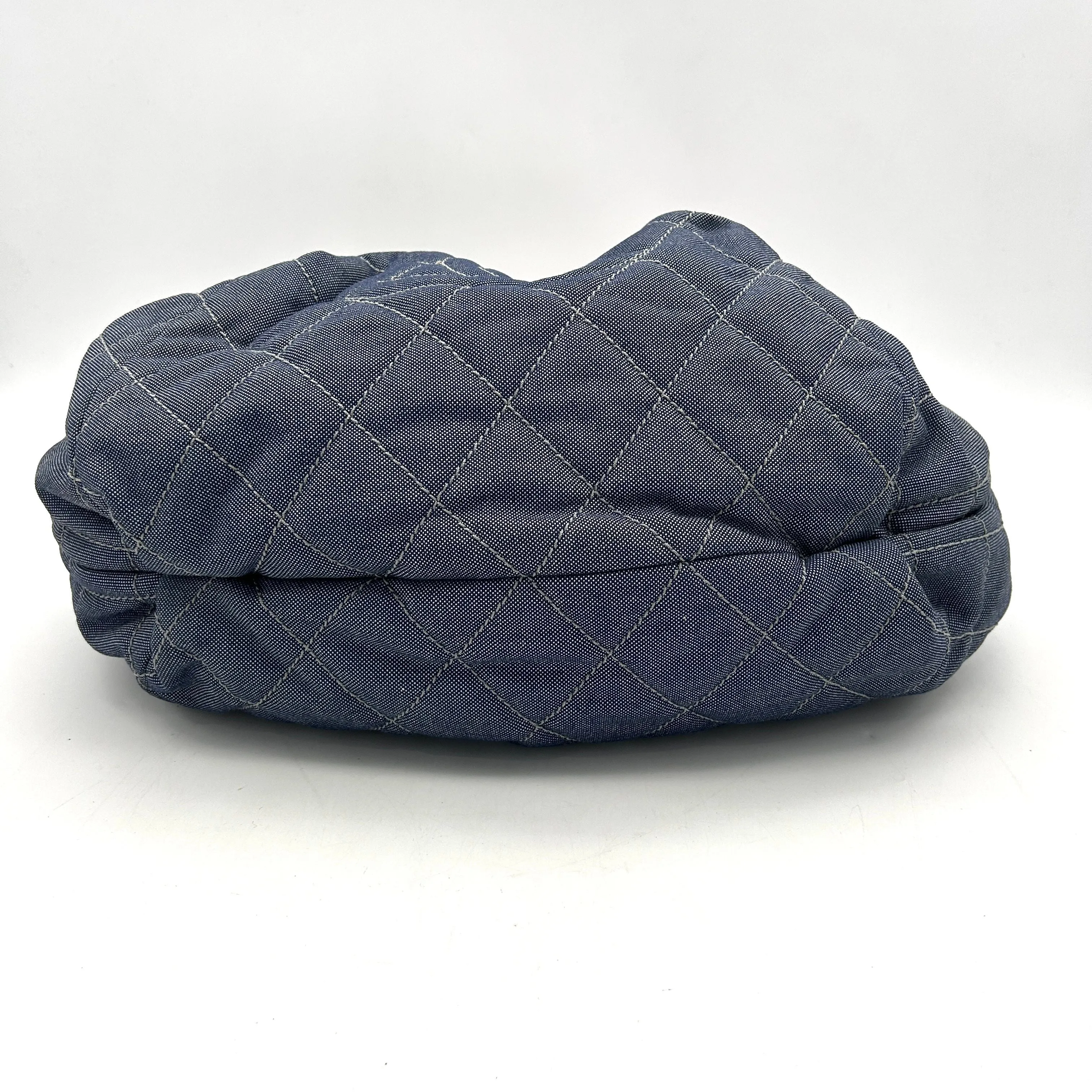 CHANEL Denim Quilted Large Stretch Spirit Cabas Blue LA11947