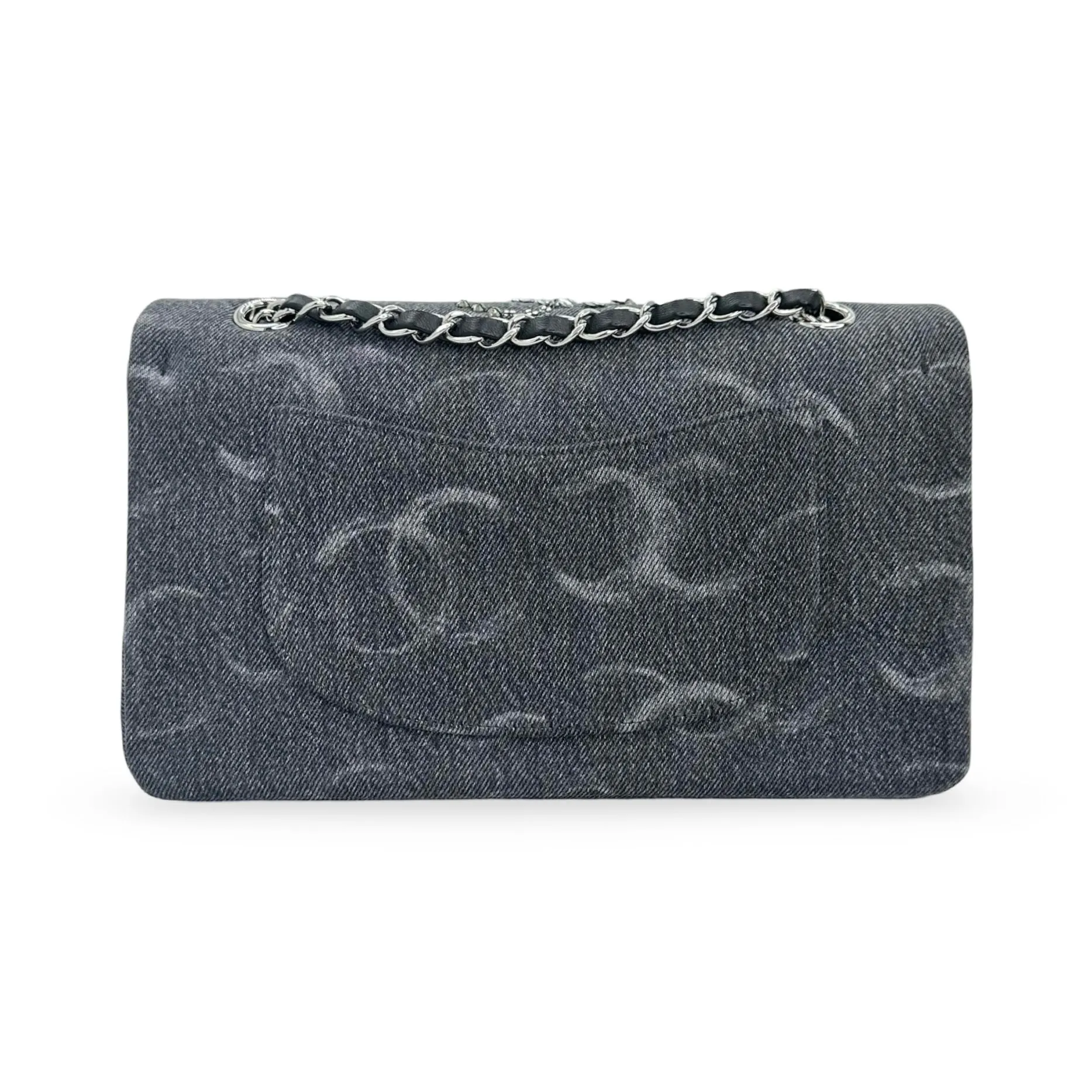 CHANEL: Denim Sequin Medium Classic Double Flap