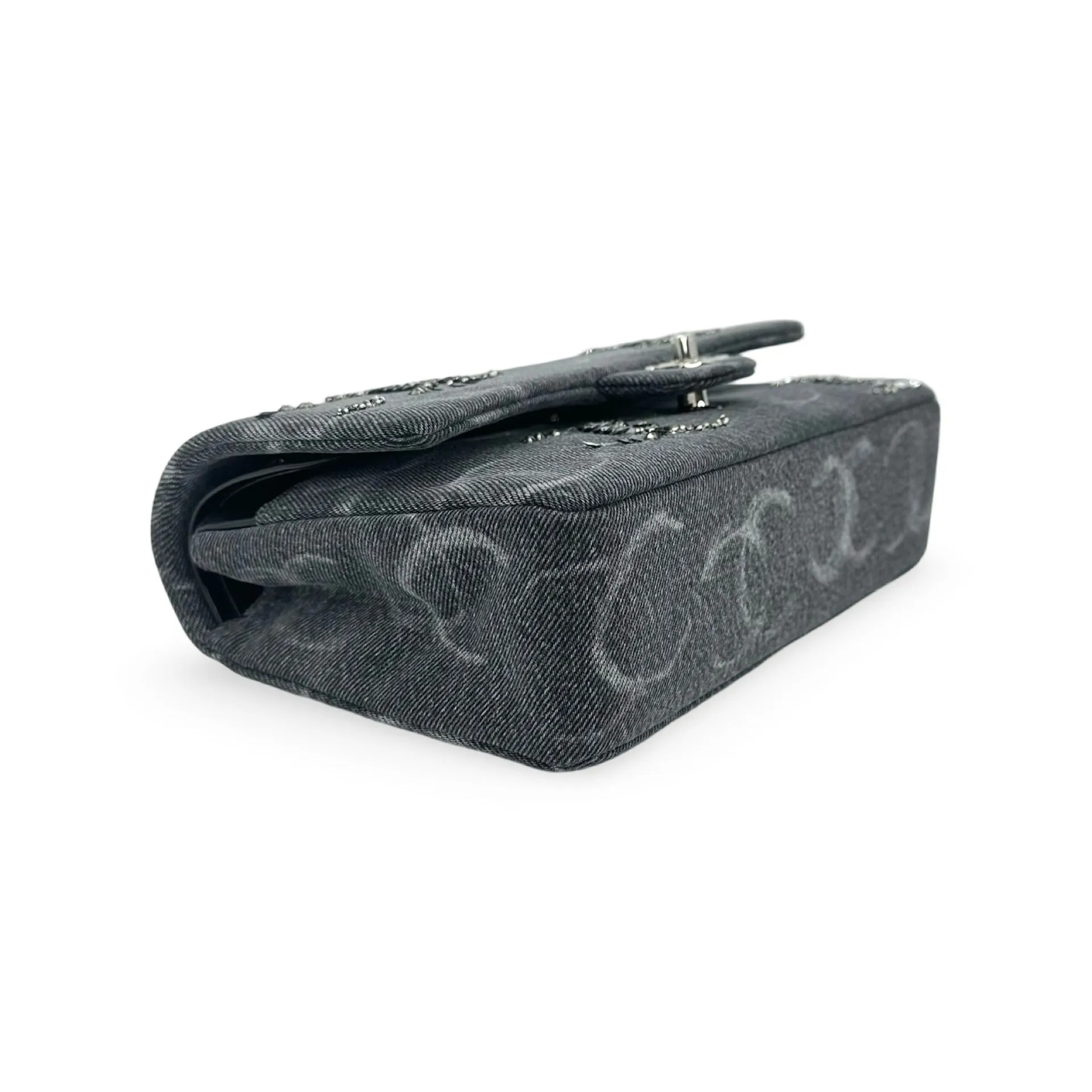 CHANEL: Denim Sequin Medium Classic Double Flap