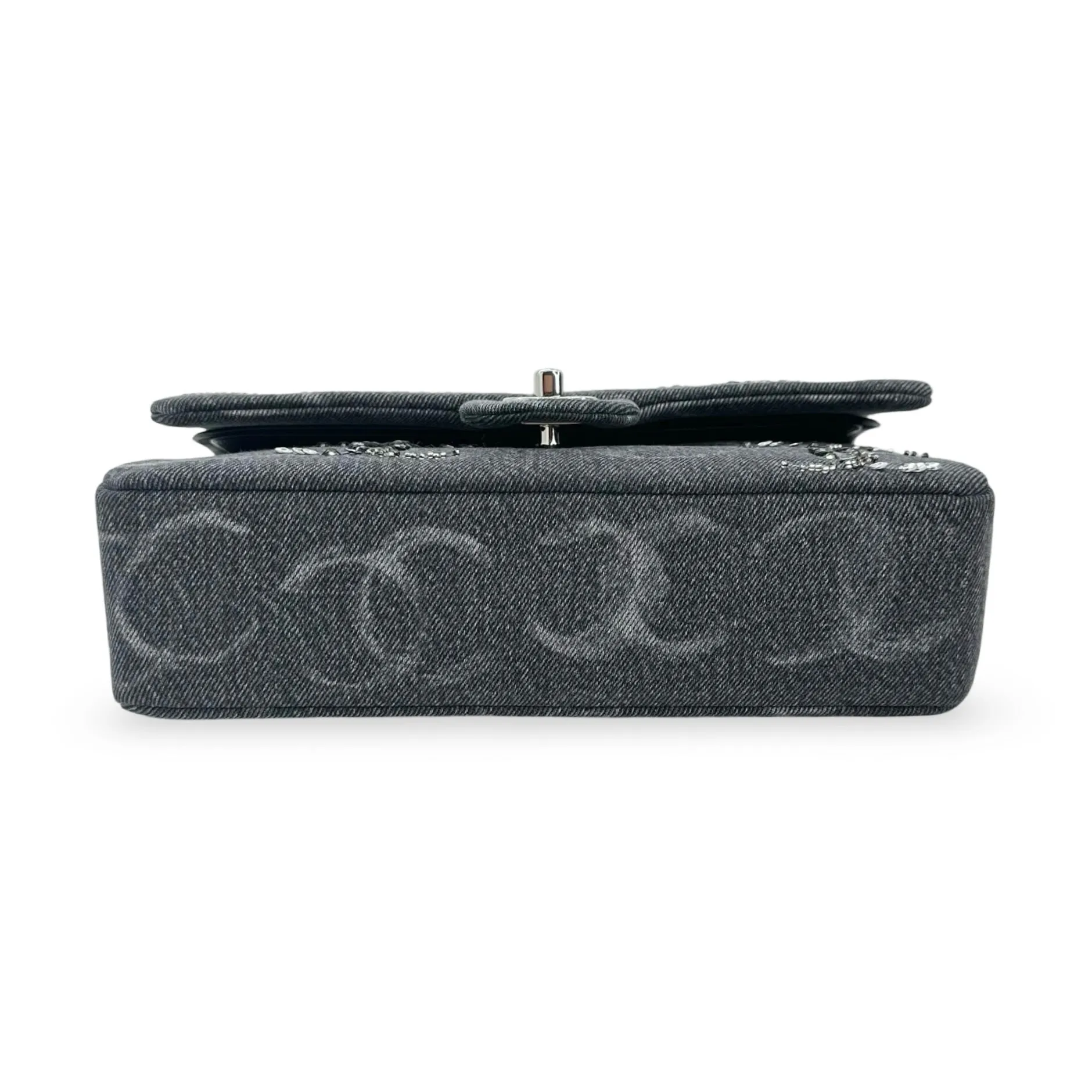 CHANEL: Denim Sequin Medium Classic Double Flap