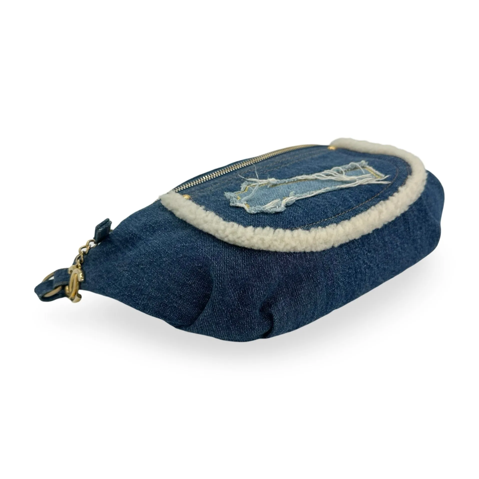 CHANEL: Denim Shearling Egyptian Waist Bag
