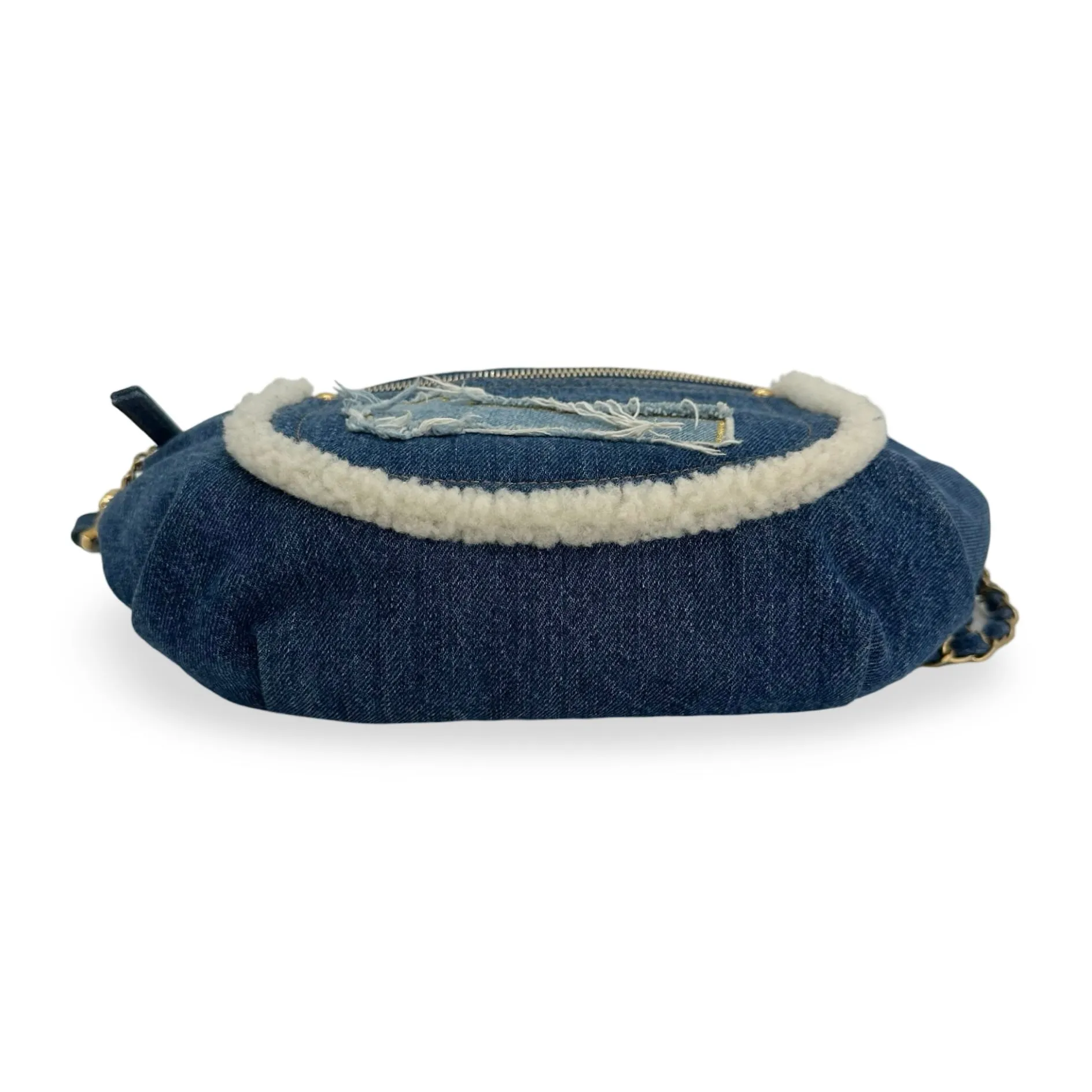 CHANEL: Denim Shearling Egyptian Waist Bag