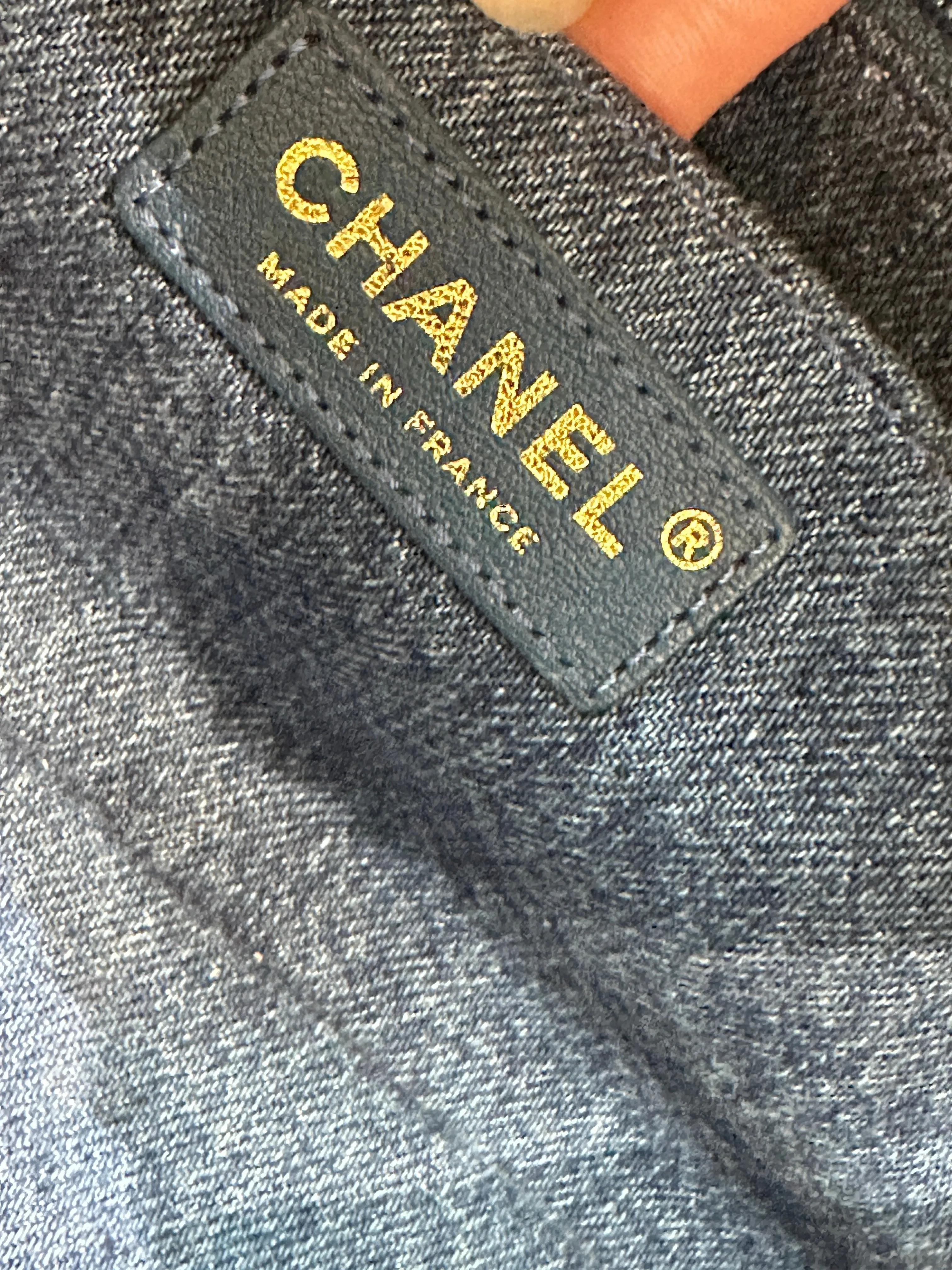 CHANEL Denim Shearling Hieroglyph Flap Blue