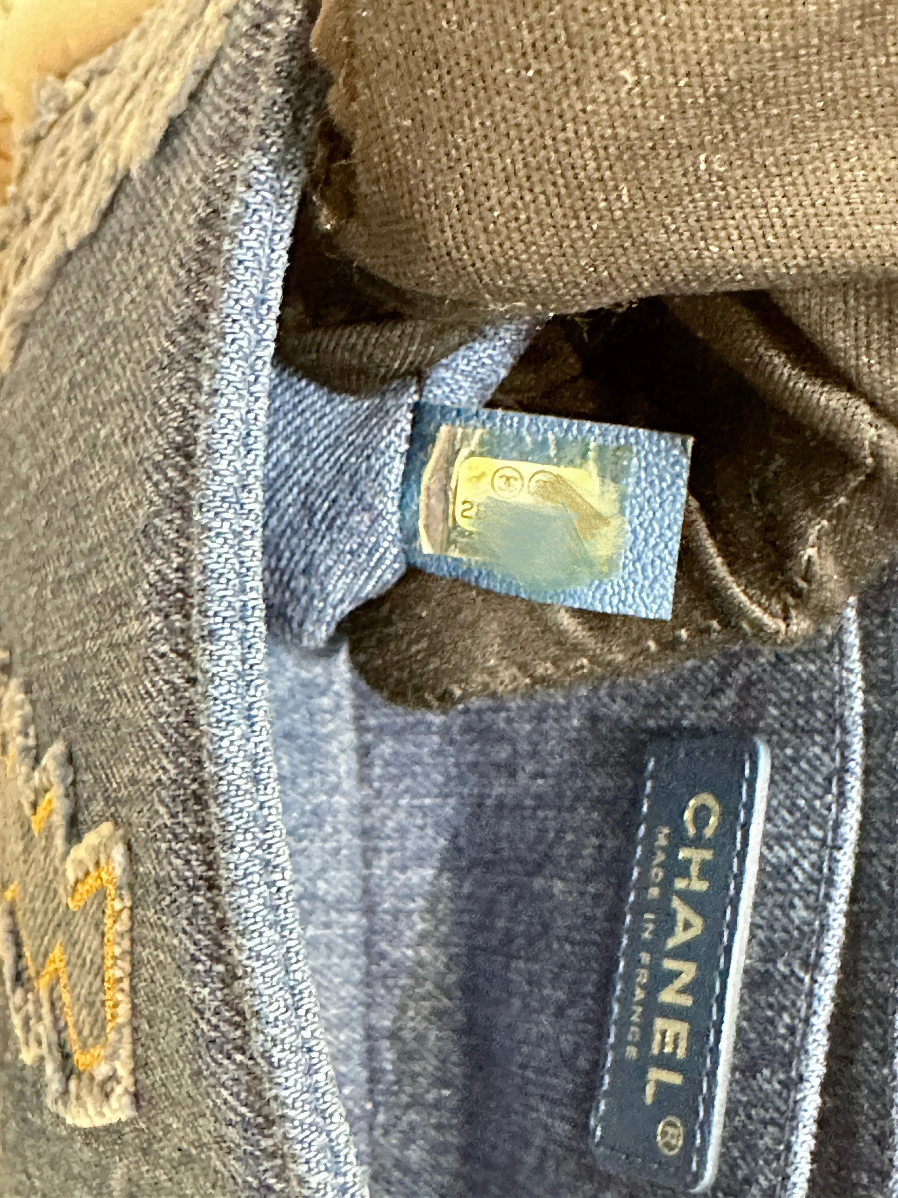 CHANEL Denim Shearling Hieroglyph Flap Blue