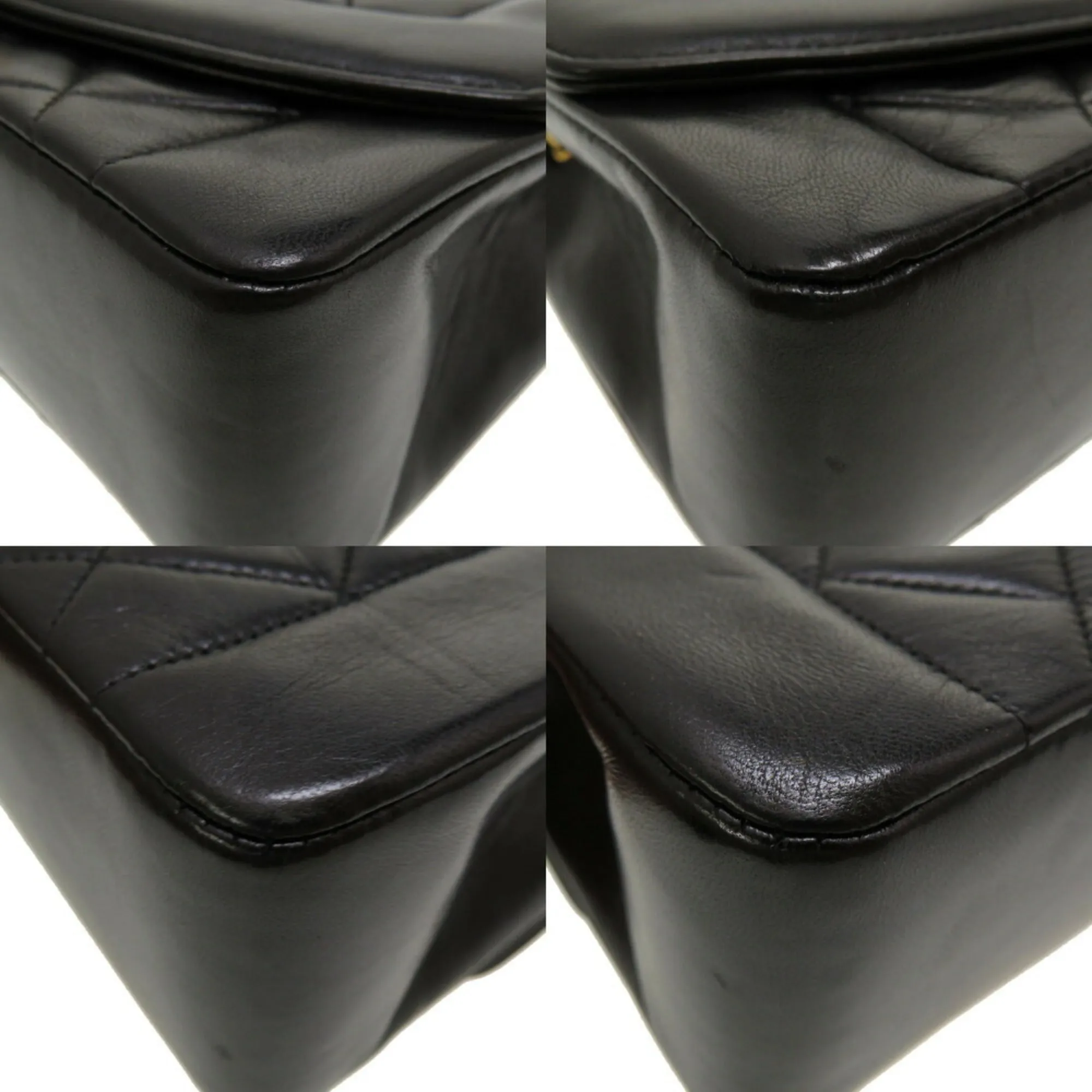 Chanel Diana 22 Lambskin Black No. 4 Gold Chain Shoulder Bag Matelasse Coco Mark Turnlock