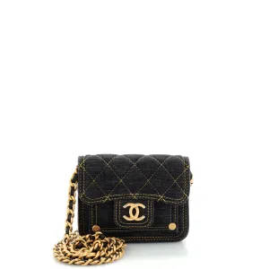 CHANEL Double You CC Flap Clutch with Chain Quilted Denim