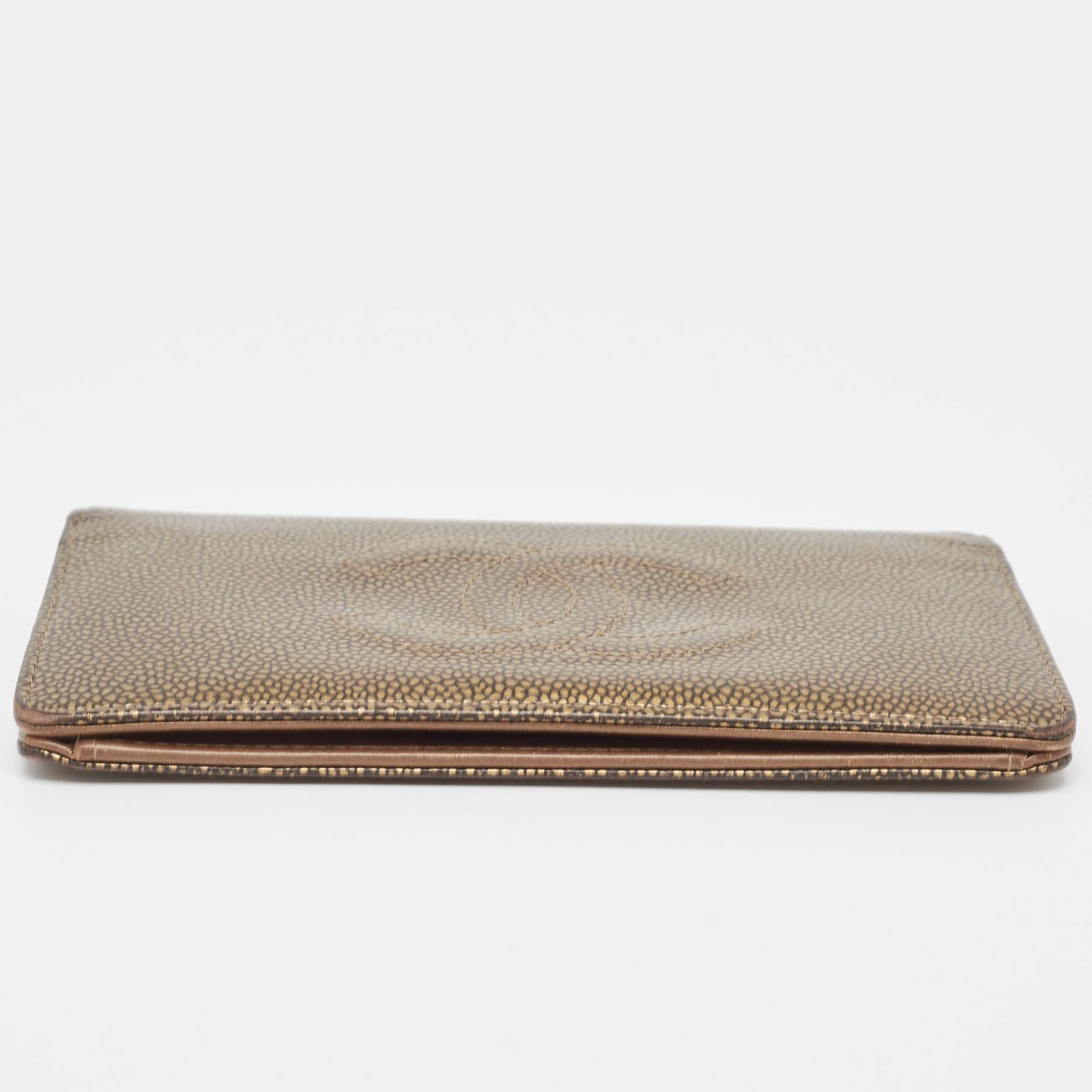 CHANEL Gold Leather Timeless CC L Yen Wallet