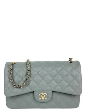 Chanel Grey Caviar Classic Double Flap Jumbo Bag