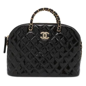 Chanel handbag, matelasse, coco mark, patent, AS3969, CHANEL, 2way chain shoulder, black