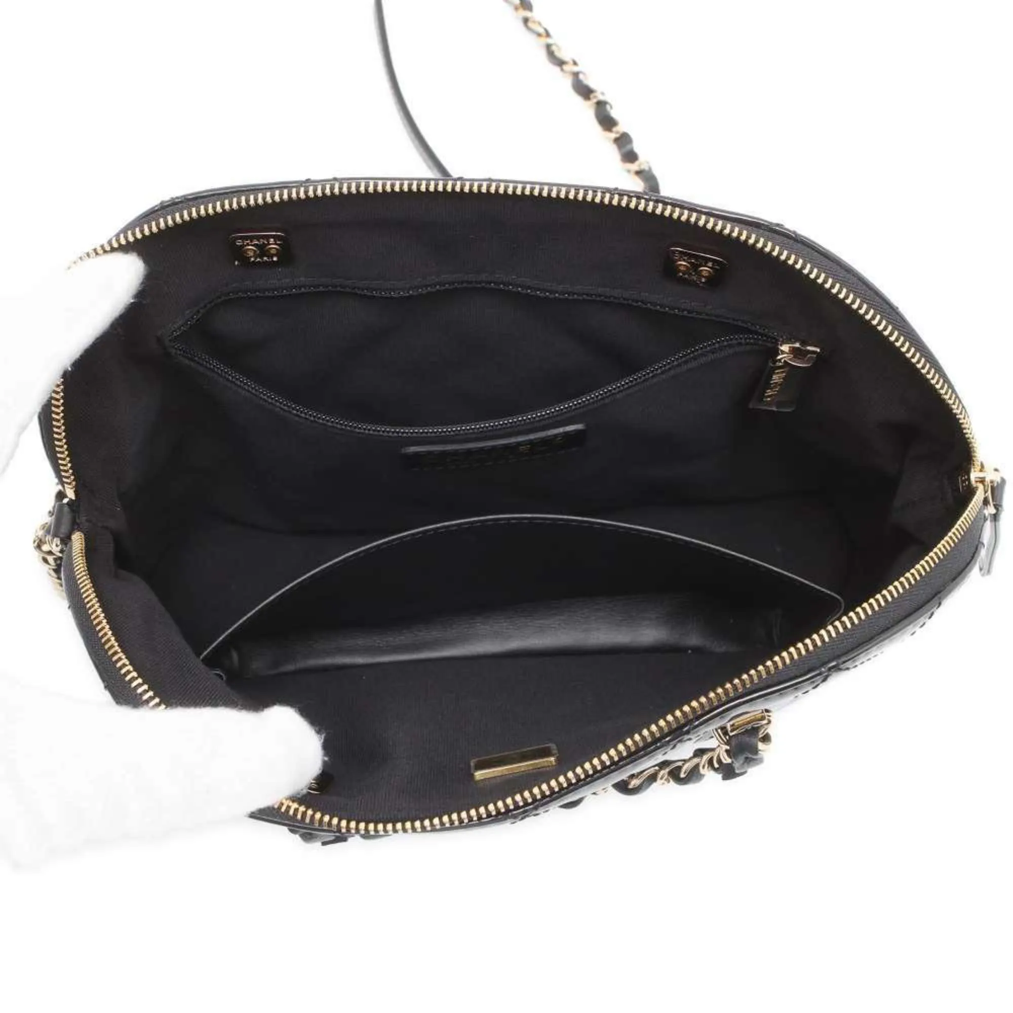 Chanel handbag, matelasse, coco mark, patent, AS3969, CHANEL, 2way chain shoulder, black