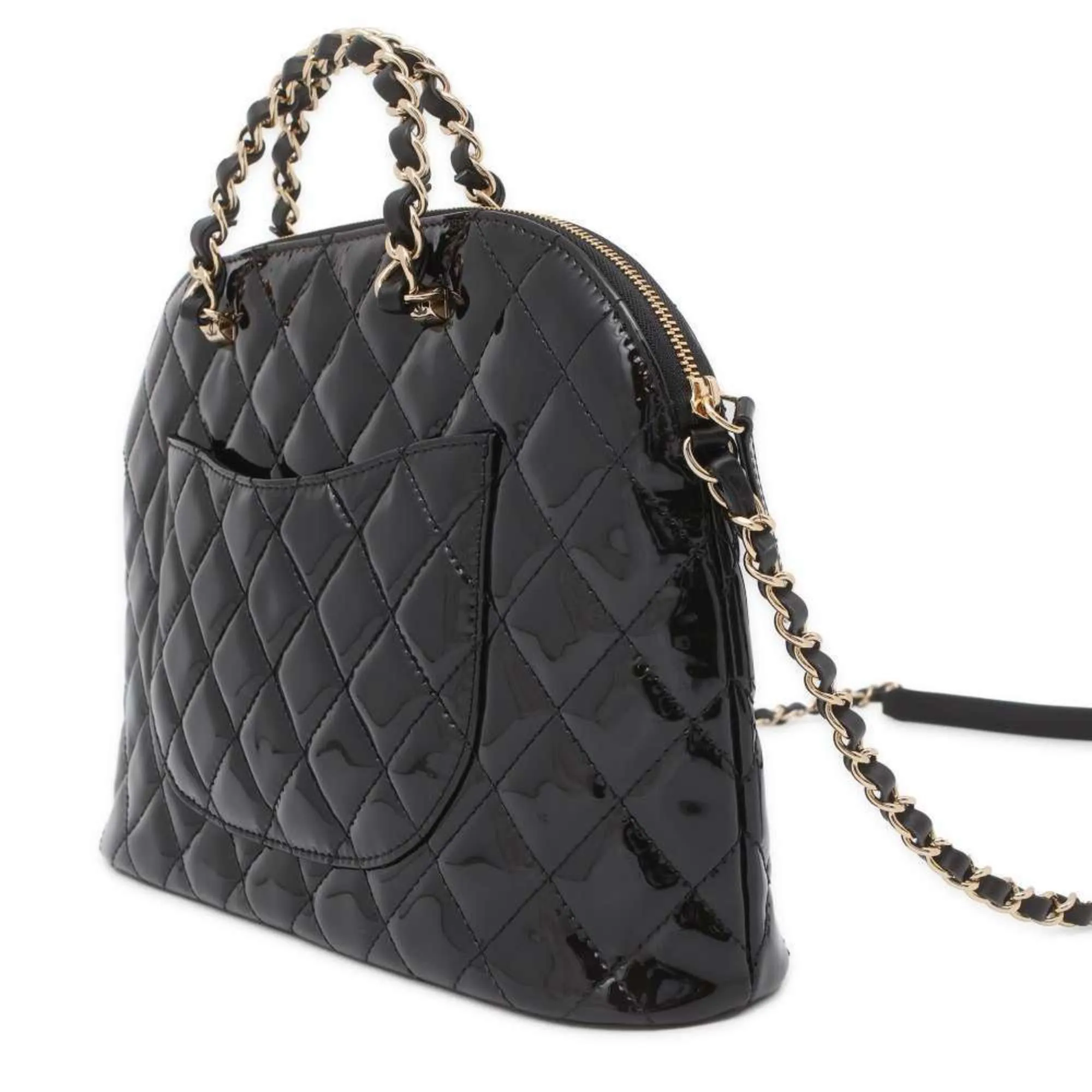 Chanel handbag, matelasse, coco mark, patent, AS3969, CHANEL, 2way chain shoulder, black