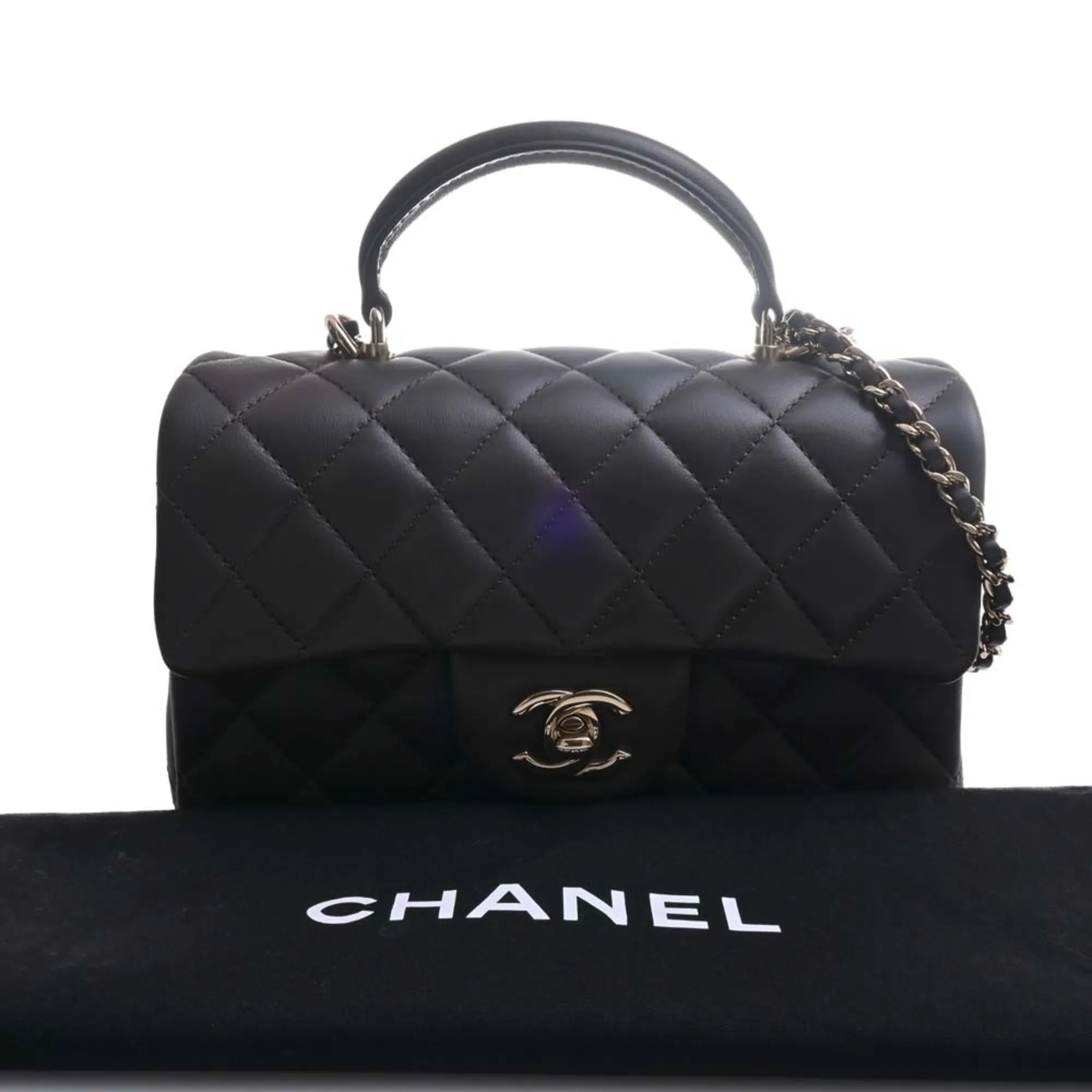 Chanel Lambskin Matelasse Coco Mark Chain Shoulder Bag Brown Women's