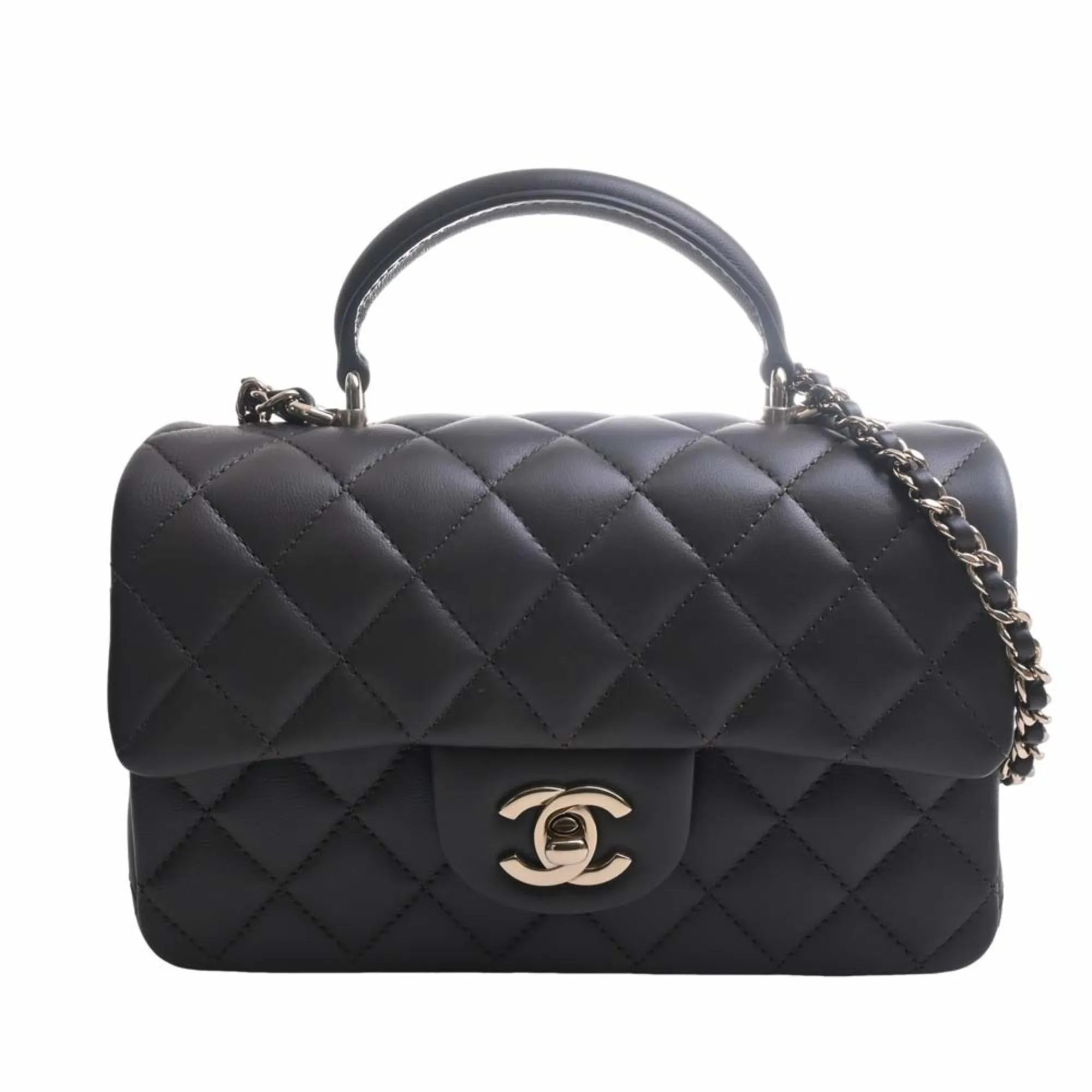 Chanel Lambskin Matelasse Coco Mark Chain Shoulder Bag Brown Women's