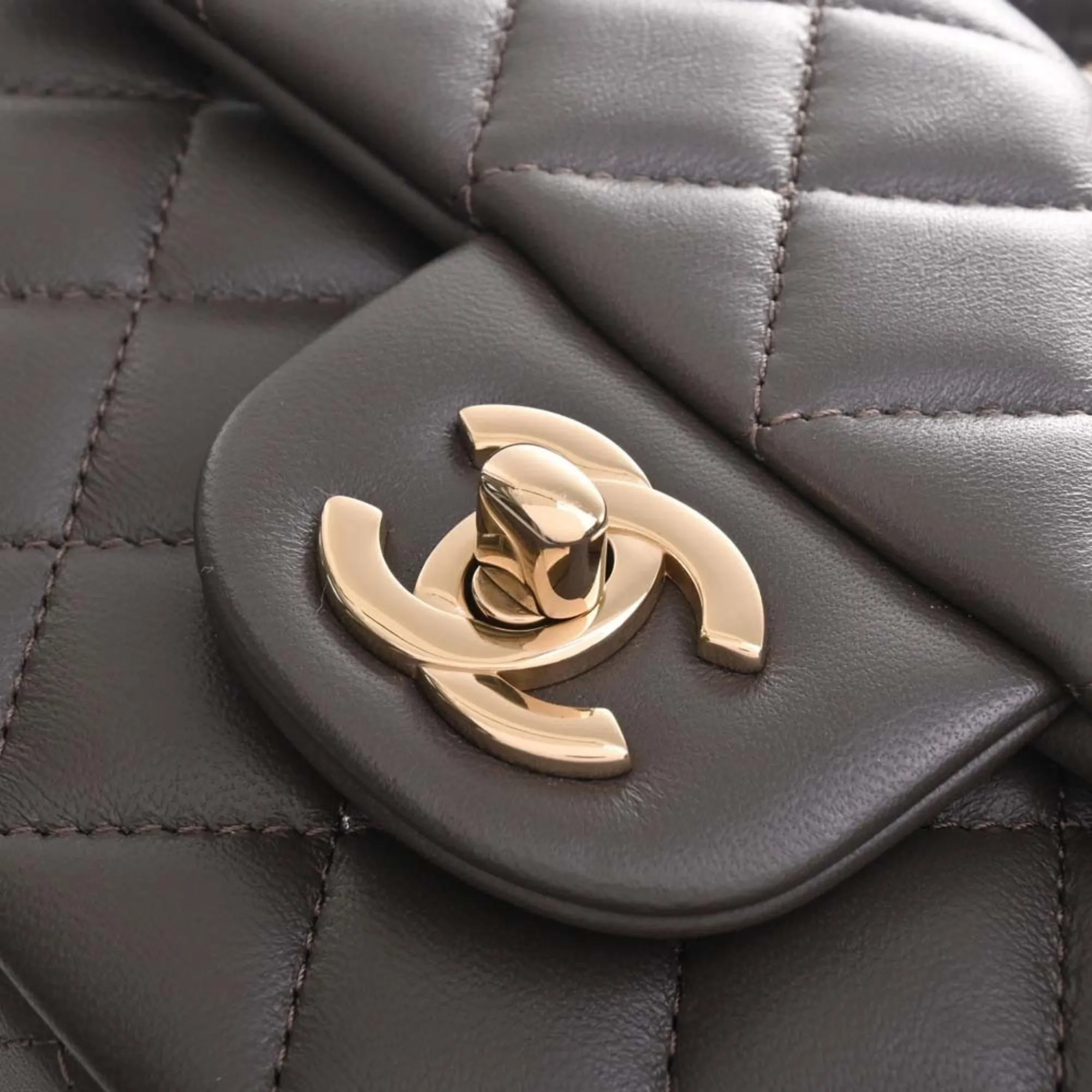 Chanel Lambskin Matelasse Coco Mark Chain Shoulder Bag Brown Women's