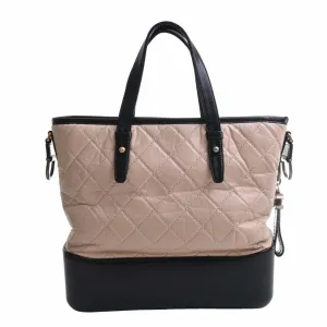 Chanel Leather Gabriel de Cocomark Shoulder Bag Beige/Black Ladies