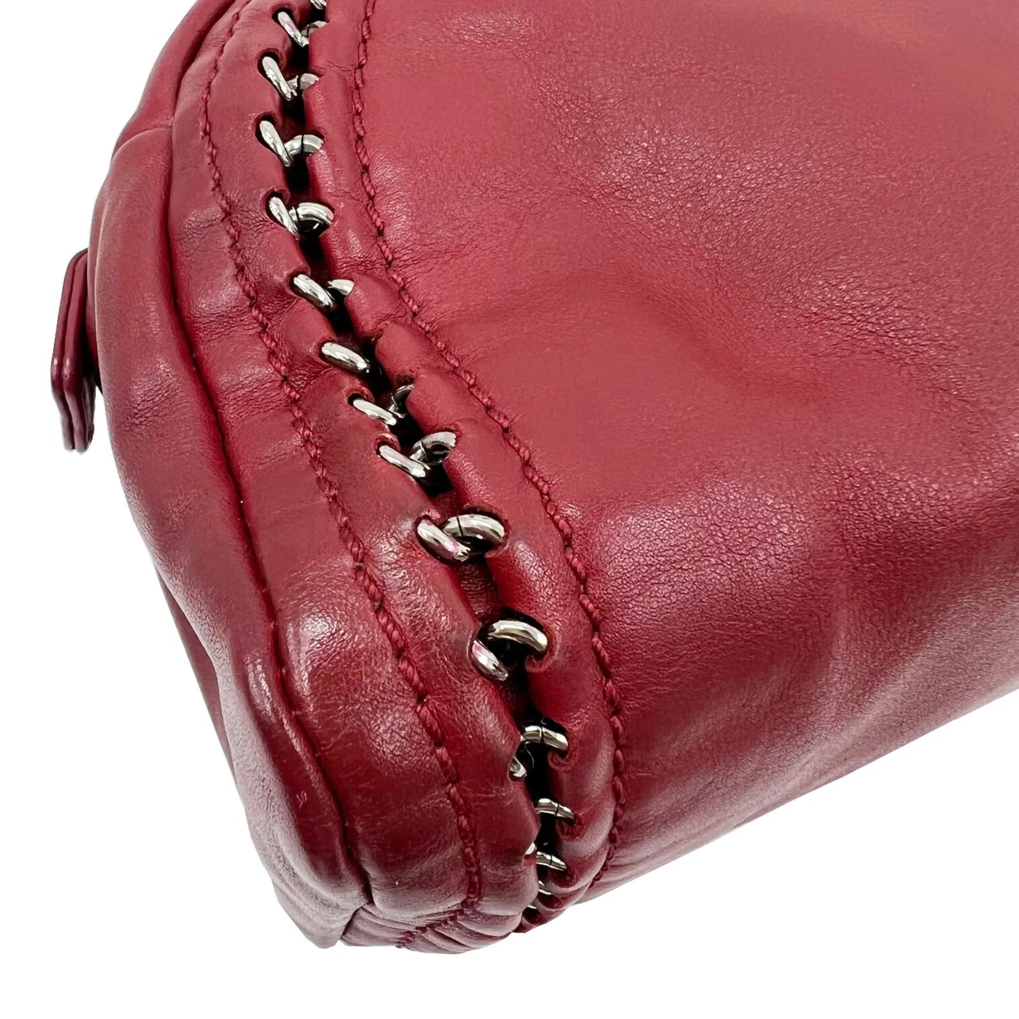 Chanel Luxury Line Bowling Bag Chain Shoulder Coco Mark HandBag A31575 Ladies Bordeaux 10s