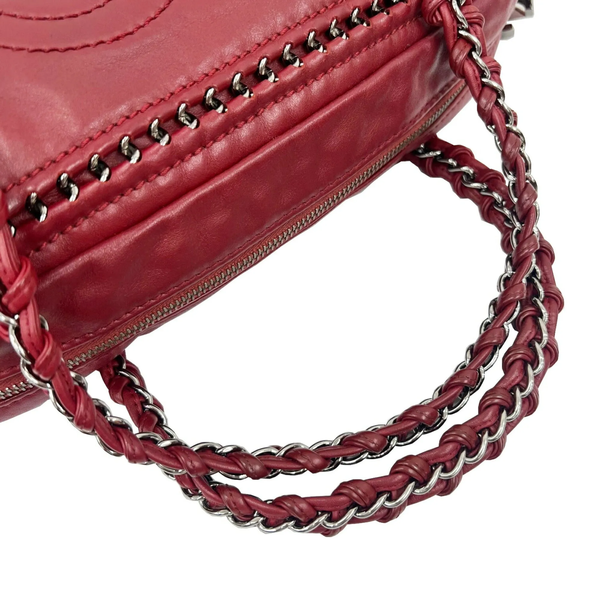 Chanel Luxury Line Bowling Bag Chain Shoulder Coco Mark HandBag A31575 Ladies Bordeaux 10s