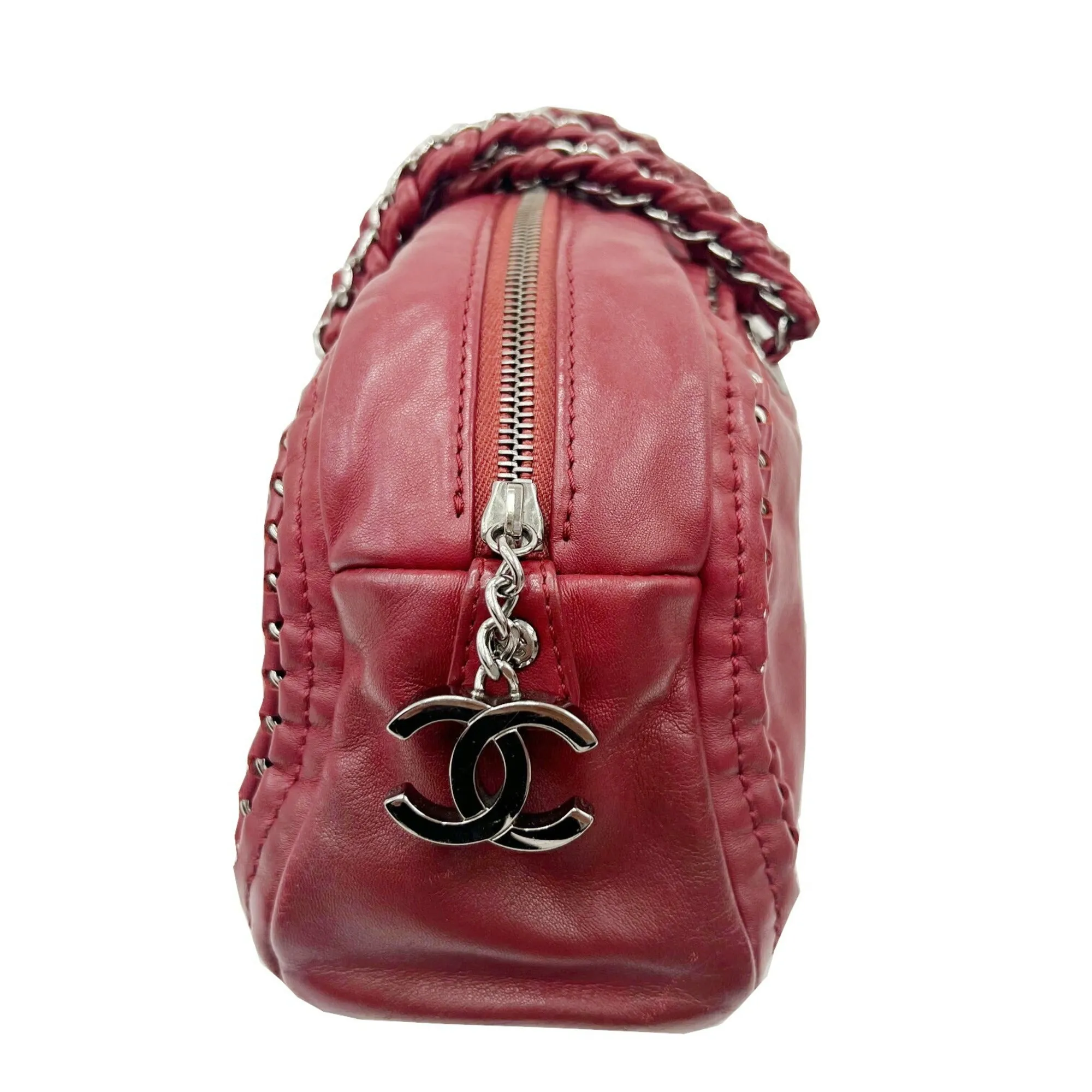 Chanel Luxury Line Bowling Bag Chain Shoulder Coco Mark HandBag A31575 Ladies Bordeaux 10s