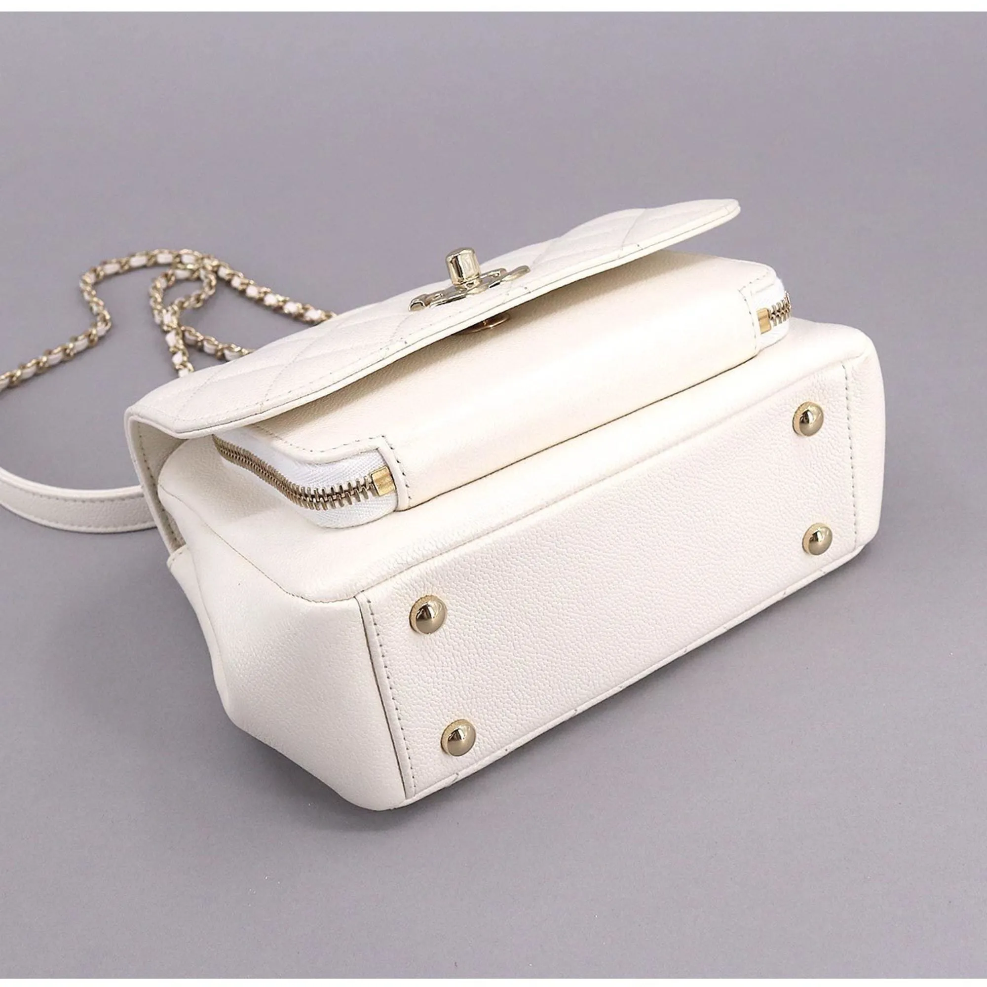Chanel Matelasse Business Affinity 2way Hand Shoulder Bag Caviar Skin White A93607
