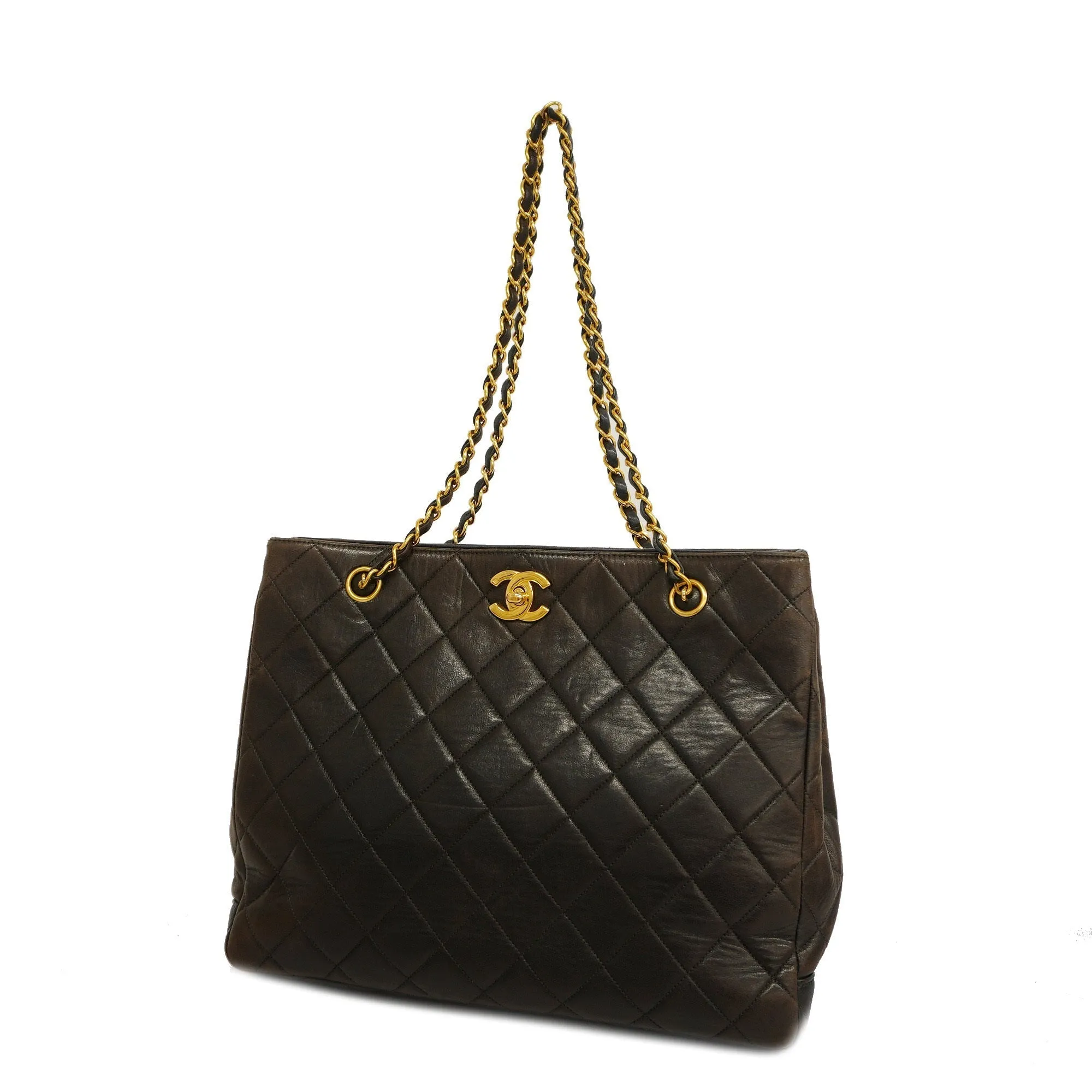 Chanel  Matelasse Chain Lambskin Women's Leather Shoulder Bag Black