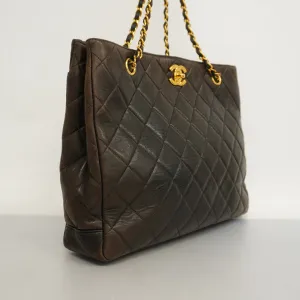 Chanel  Matelasse Chain Lambskin Women's Leather Shoulder Bag Black