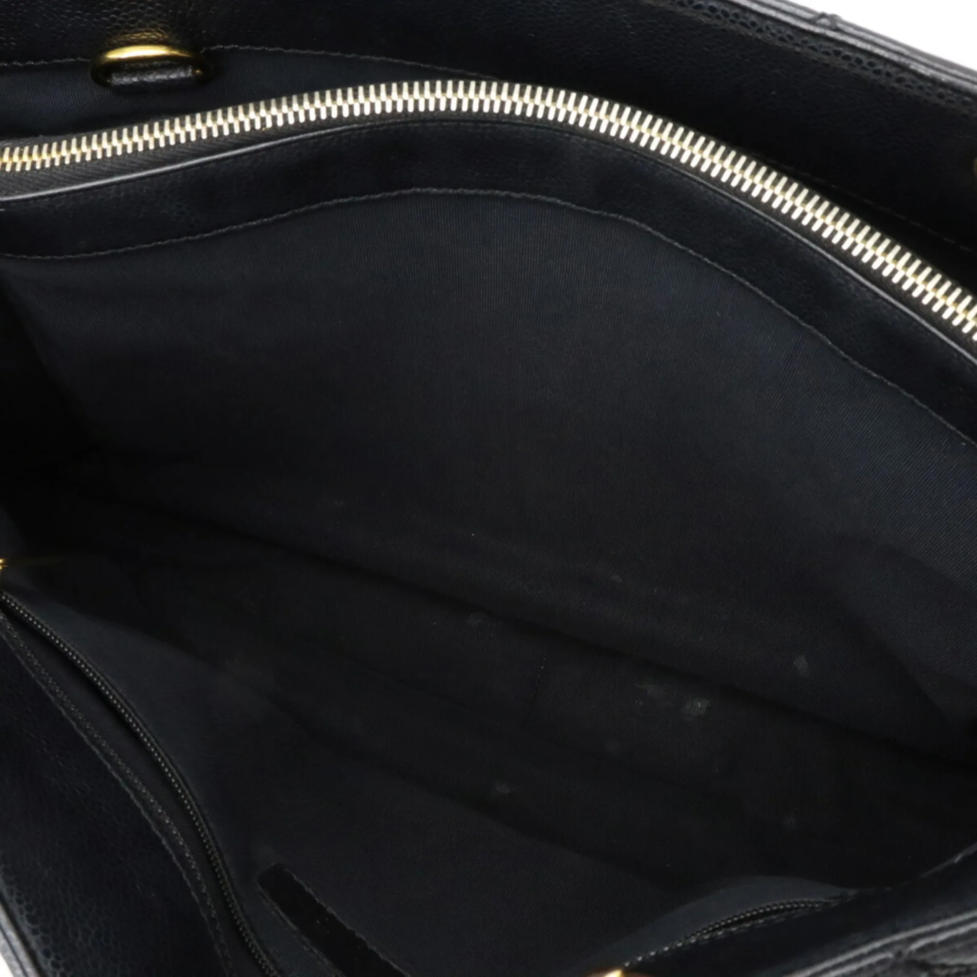 Chanel Matelasse Coco Mark Chain Tote Bag Shoulder Caviar Skin Leather Black A50995