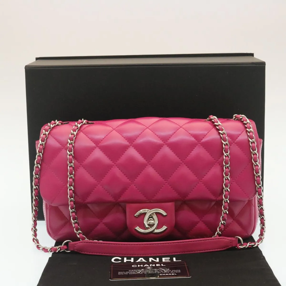 Chanel Matelasse Coco Rain Double Chain Shoulder Bag Lamb Skin Pink  29191A