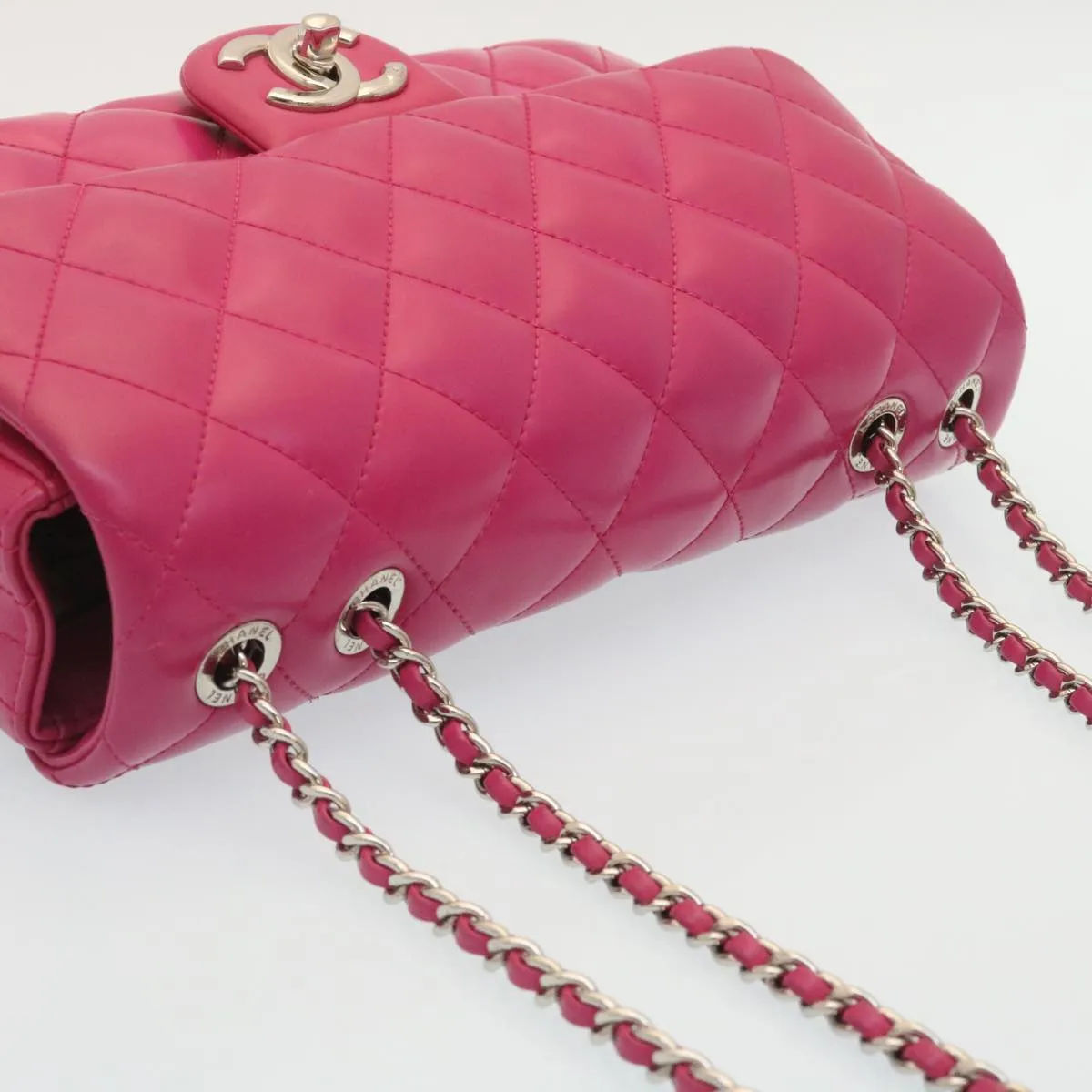 Chanel Matelasse Coco Rain Double Chain Shoulder Bag Lamb Skin Pink  29191A