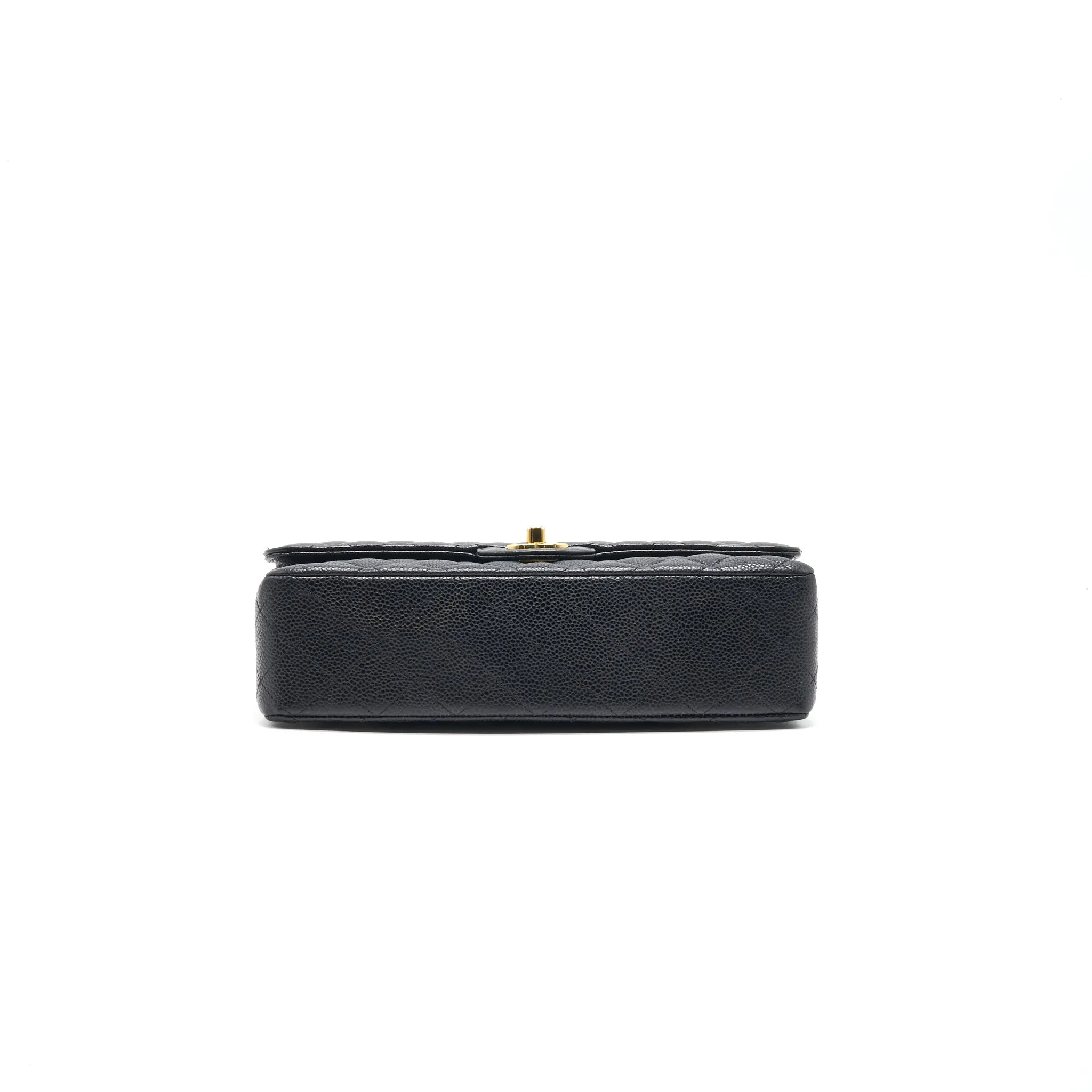 CHANEL MEDIUM CLASSIC DOUBLE FLAP CAVIER Black and gold