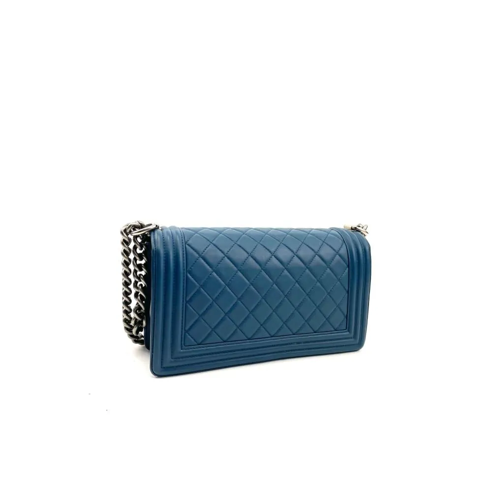 CHANEL Medium Quilted Boy Bag - Blue