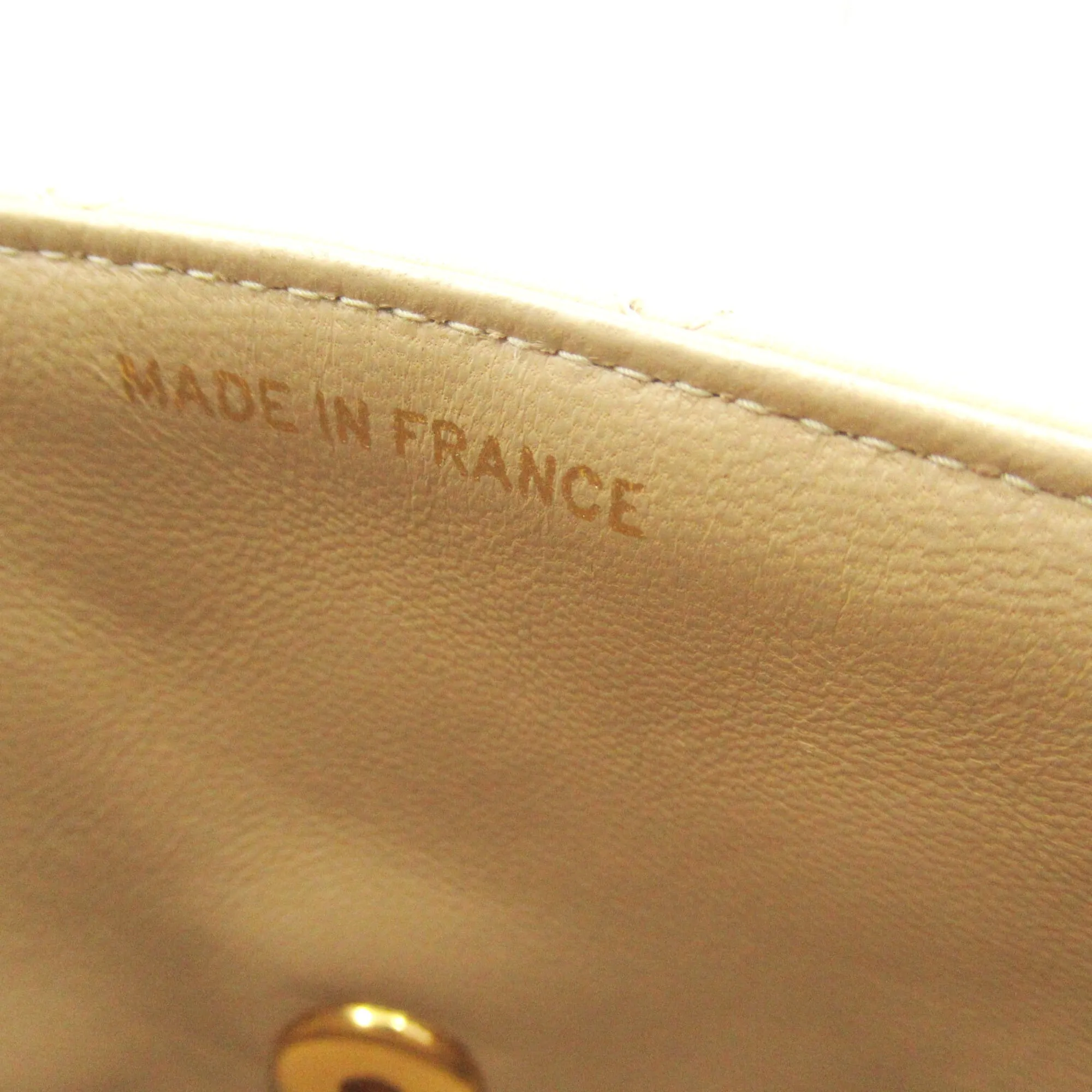 CHANEL Mini Materasse Chain Shoulder Beige Lambskin (sheep leather)