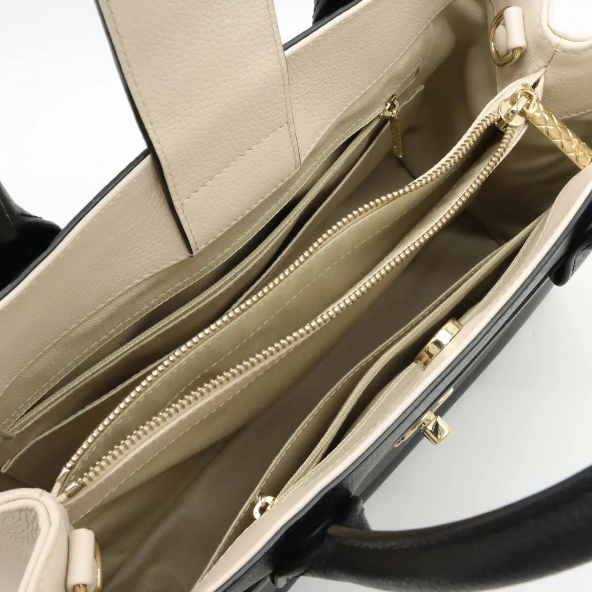 Chanel Neo Executive Line Coco Mark HandBag Shoulder Bag Leather Black Light Beige A69930