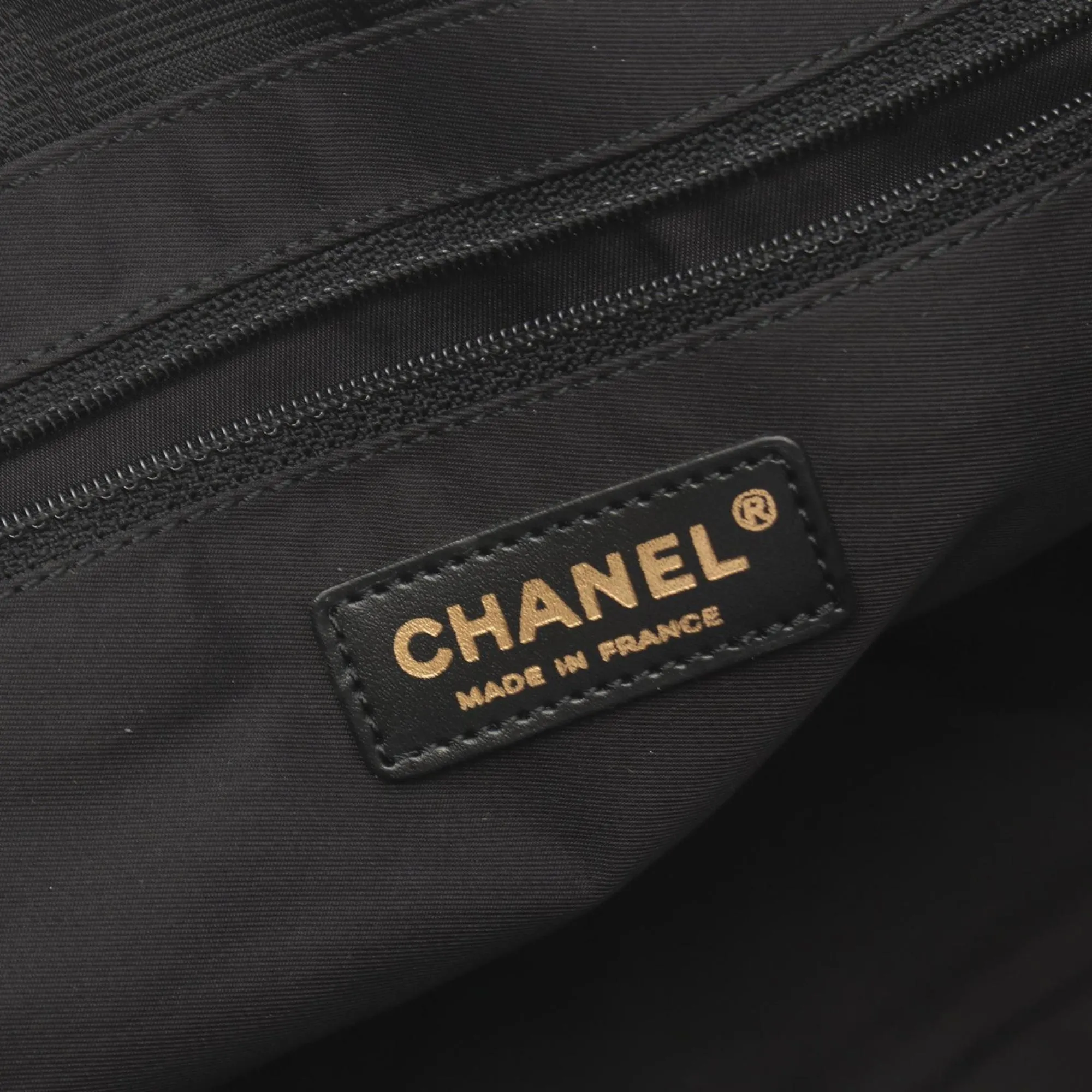 CHANEL New Travel Line MM Tote Bag Leather Nylon Canvas Women's Black A15991