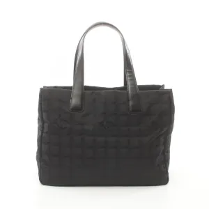 CHANEL New Travel Line MM Tote Bag Leather Nylon Canvas Women's Black A15991