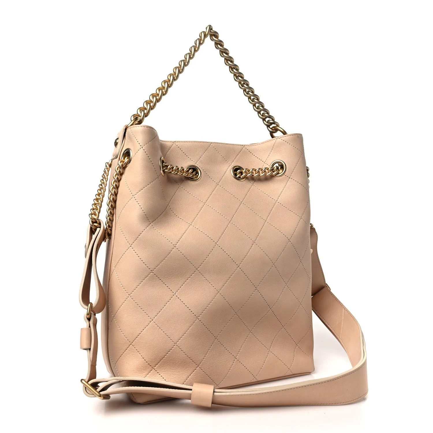 CHANEL PARIS ROME ON MY SHOULDER QUILTED CALFSKIN BUCKET BAG