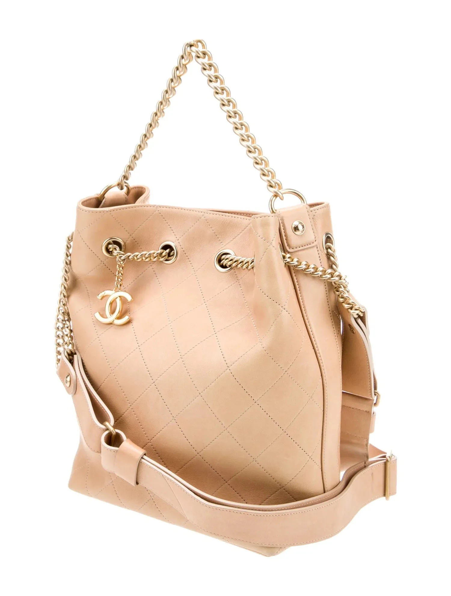 CHANEL PARIS ROME ON MY SHOULDER QUILTED CALFSKIN BUCKET BAG