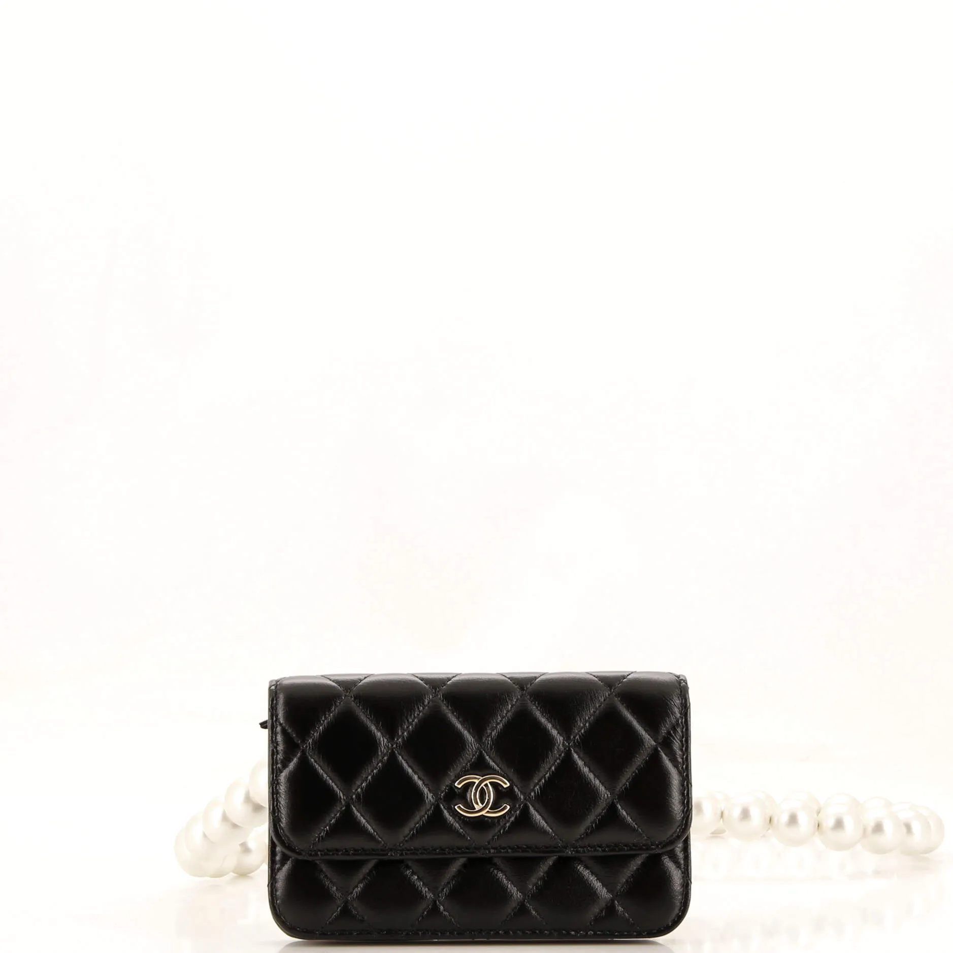 CHANEL Pearl Strap Clutch with Chain Quilted Calfskin Mini