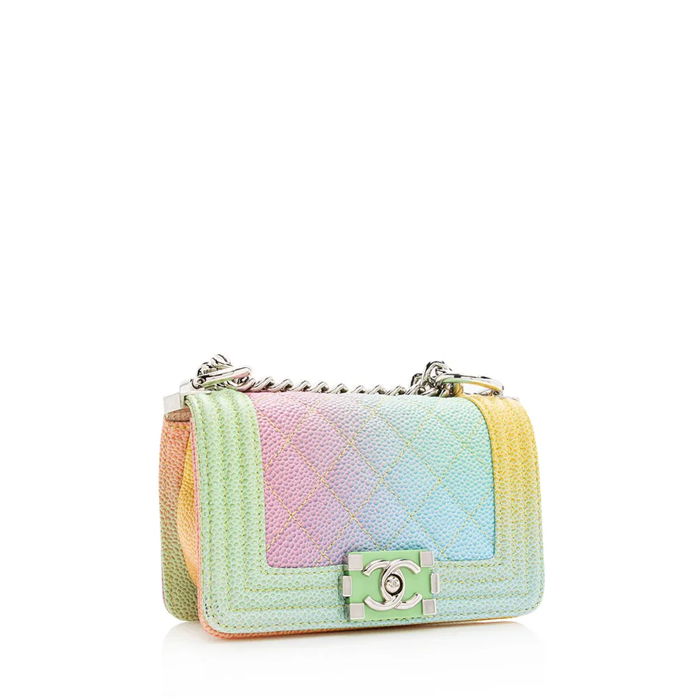 Chanel Quilted Caviar Leather Rainbow Paris-Cuba Mini Boy Bag - FINAL SALE (SHF-18995)