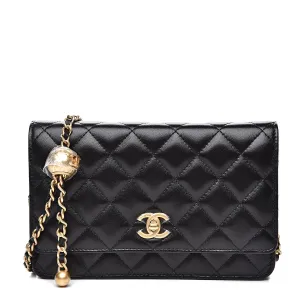 CHANEL QUILTED LAMBSKIN CC PEARL CRUSH WALLET ON CHAIN WOC