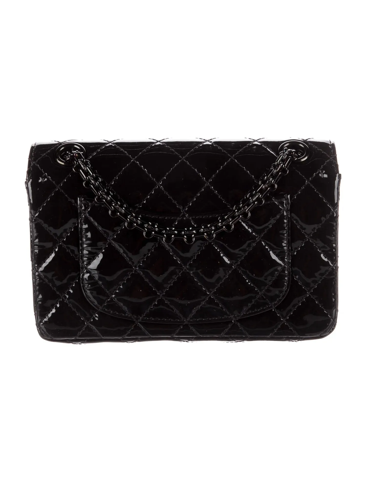 CHANEL QUILTED PATENT LEATHER REISSUE SO BLACK MINI FLAP BAG
