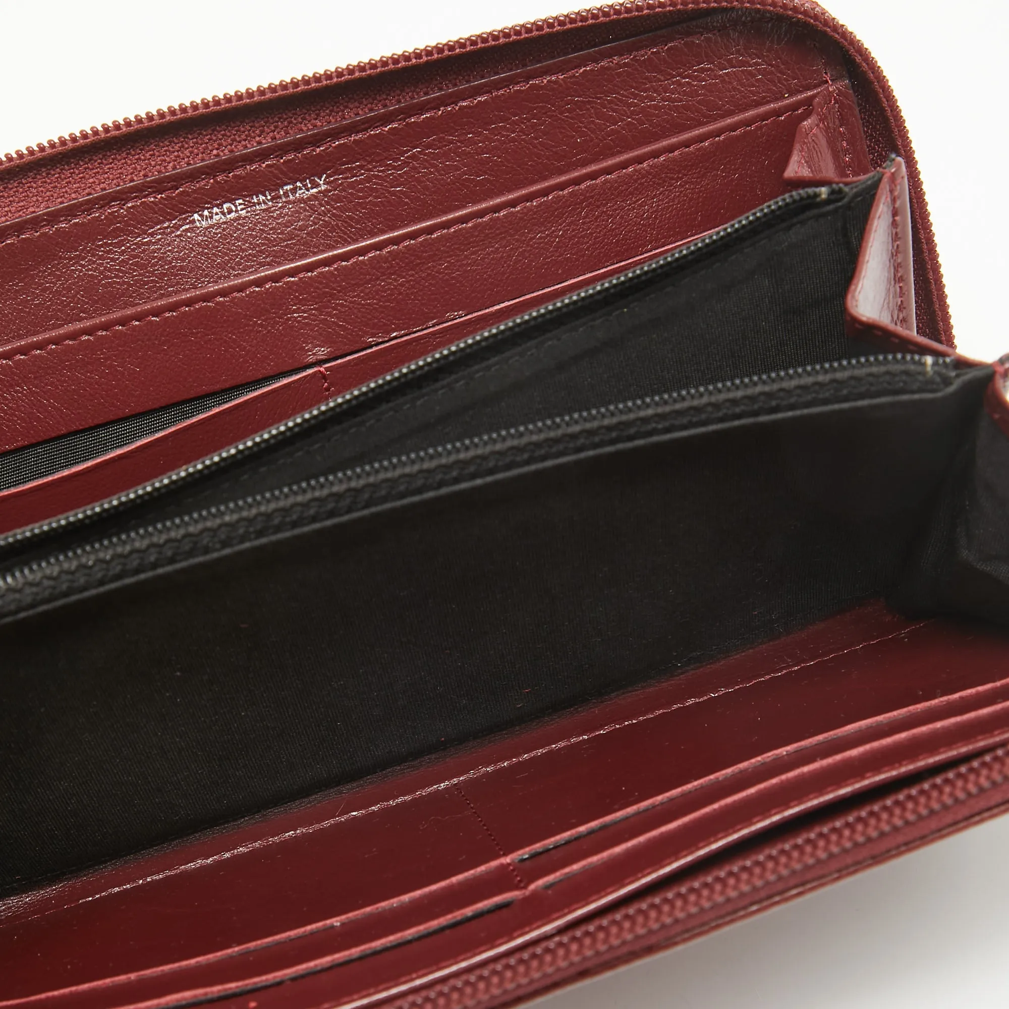 CHANEL Red Caviar Leather CC Timeless Zip Around Wallet